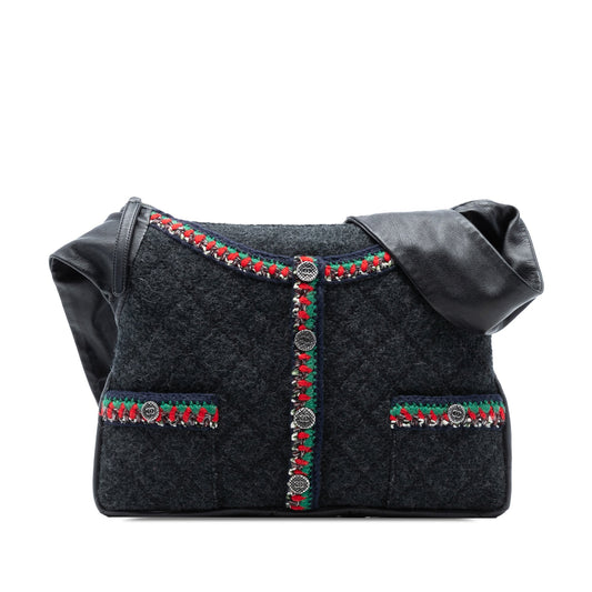 Chanel Quilted Wool and Lambskin Girl Bag