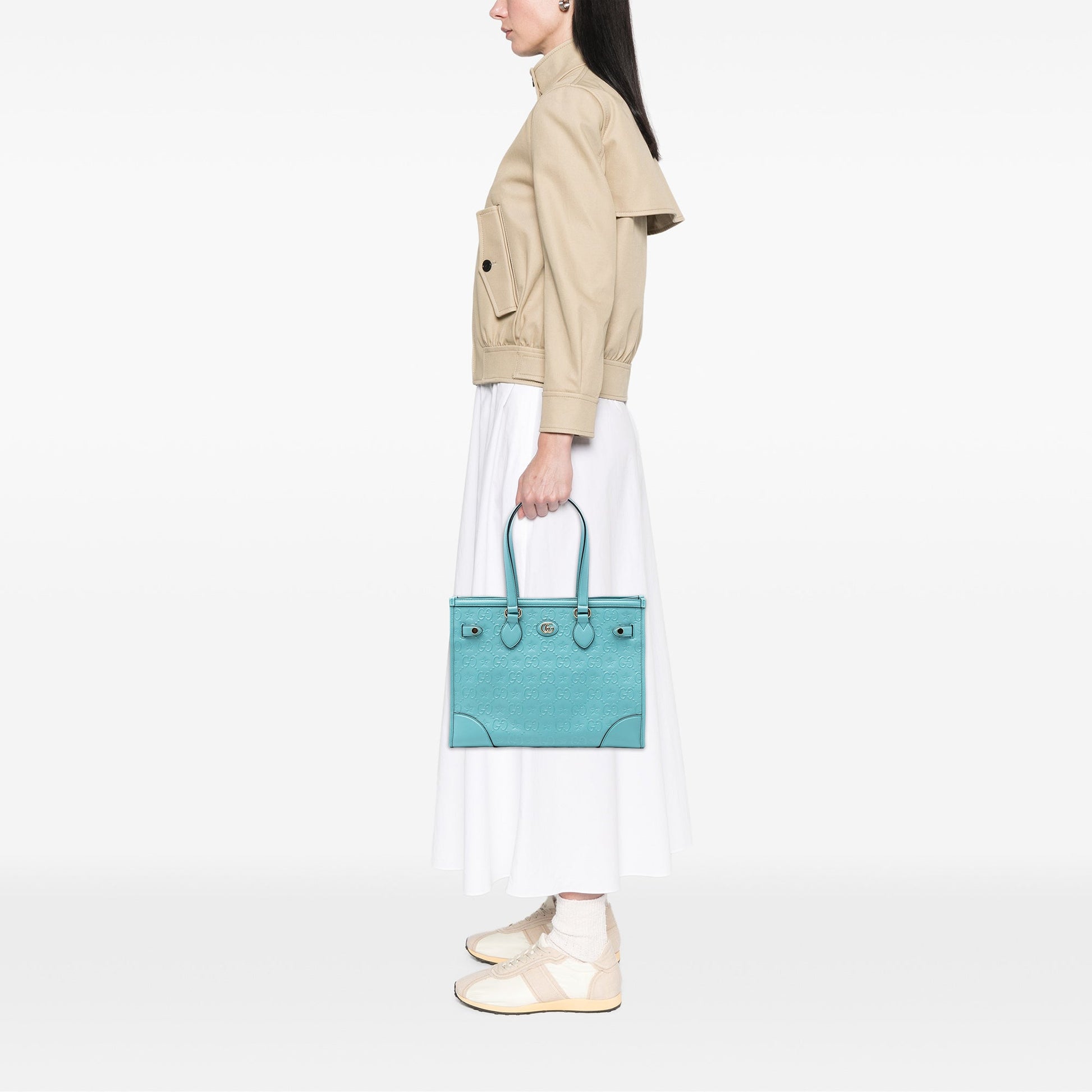 Gucci GG Star Embossed Leather Tote