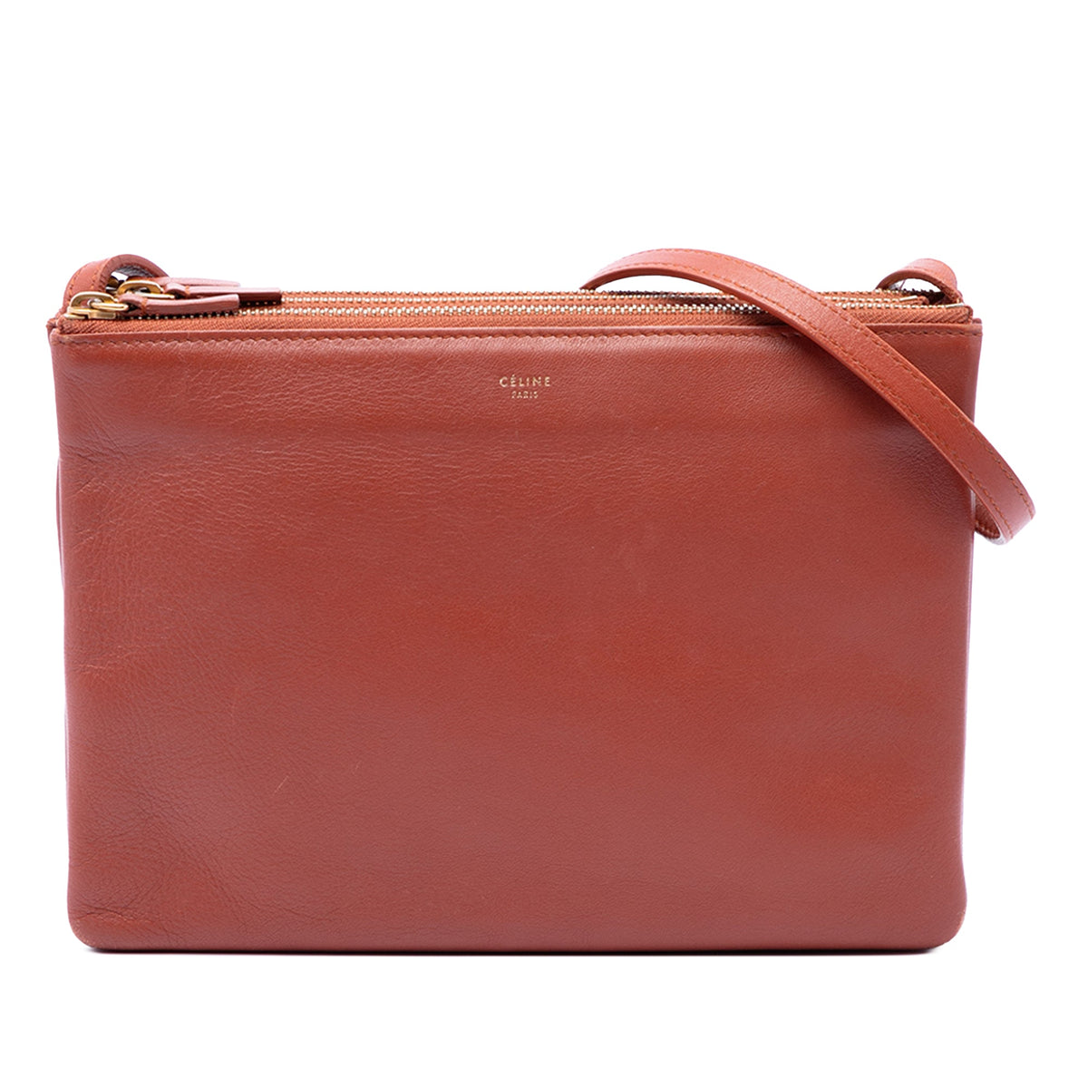Celine Large Lambskin Trio Crossbody — Red