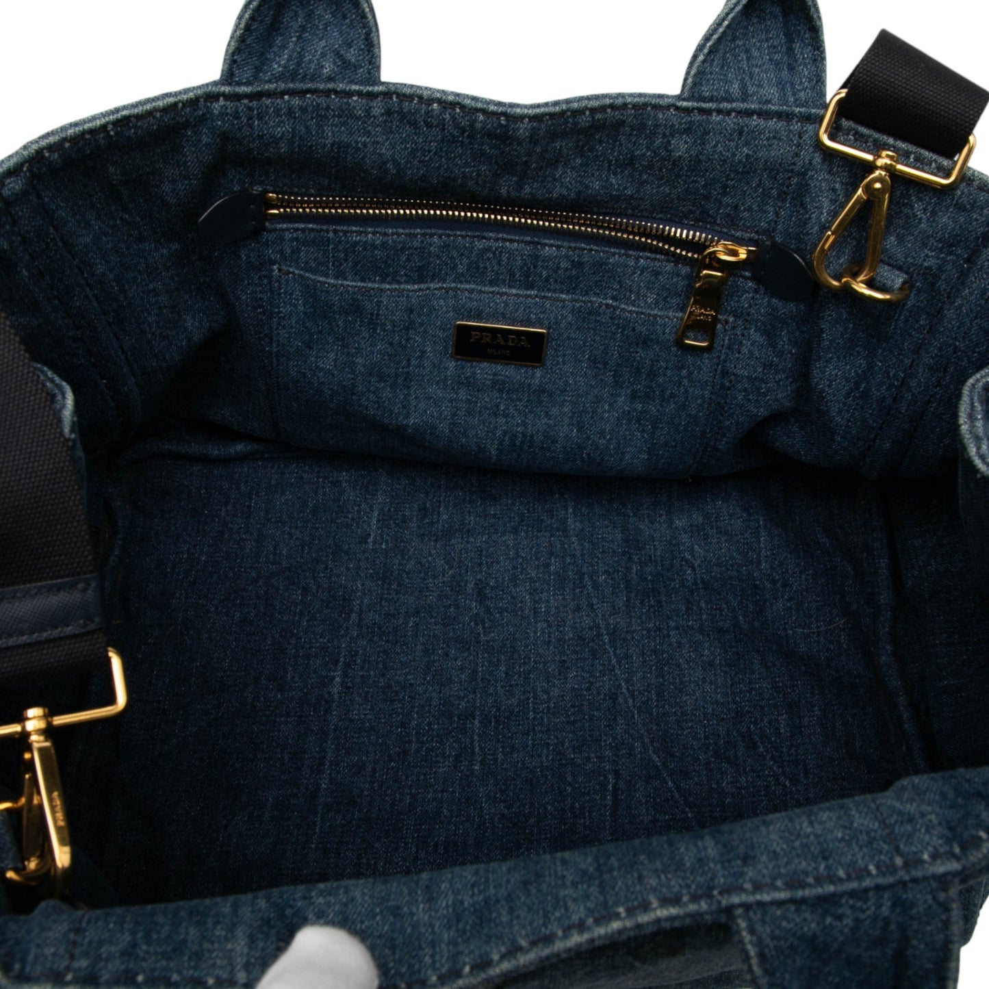 Prada Denim Canapa Logo Satchel