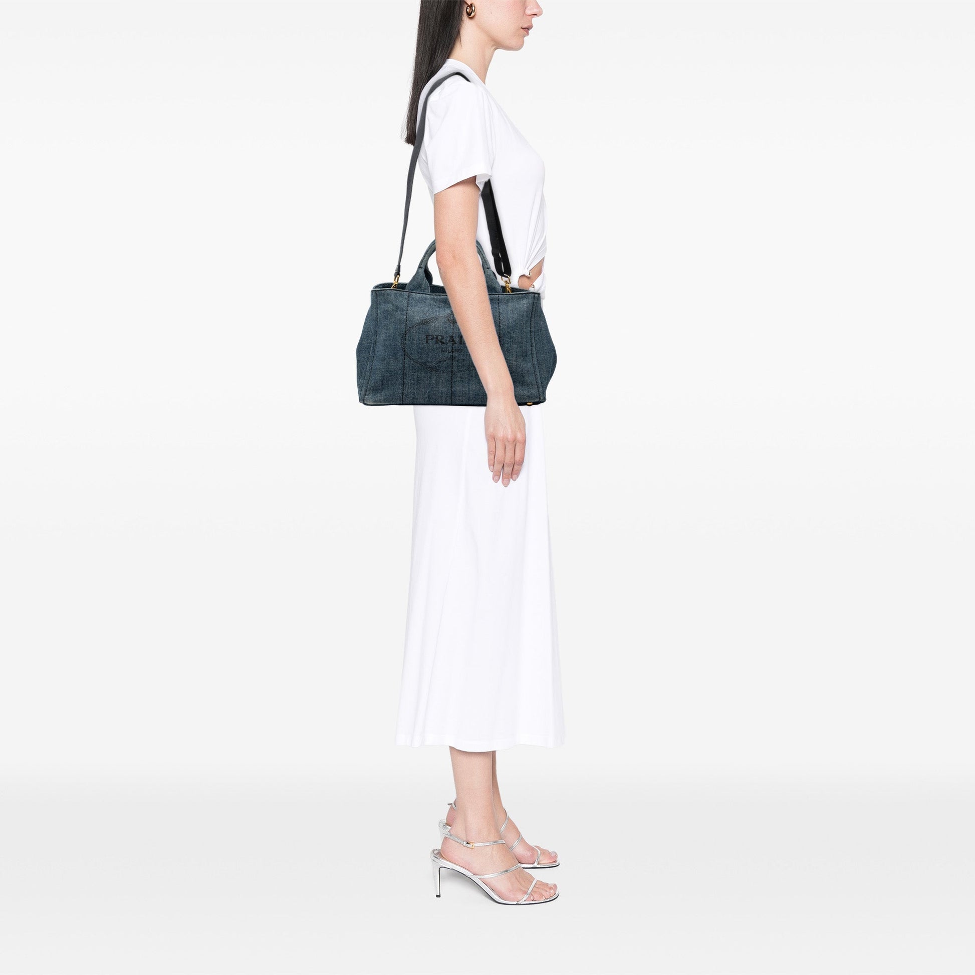 Prada Denim Canapa Logo Satchel