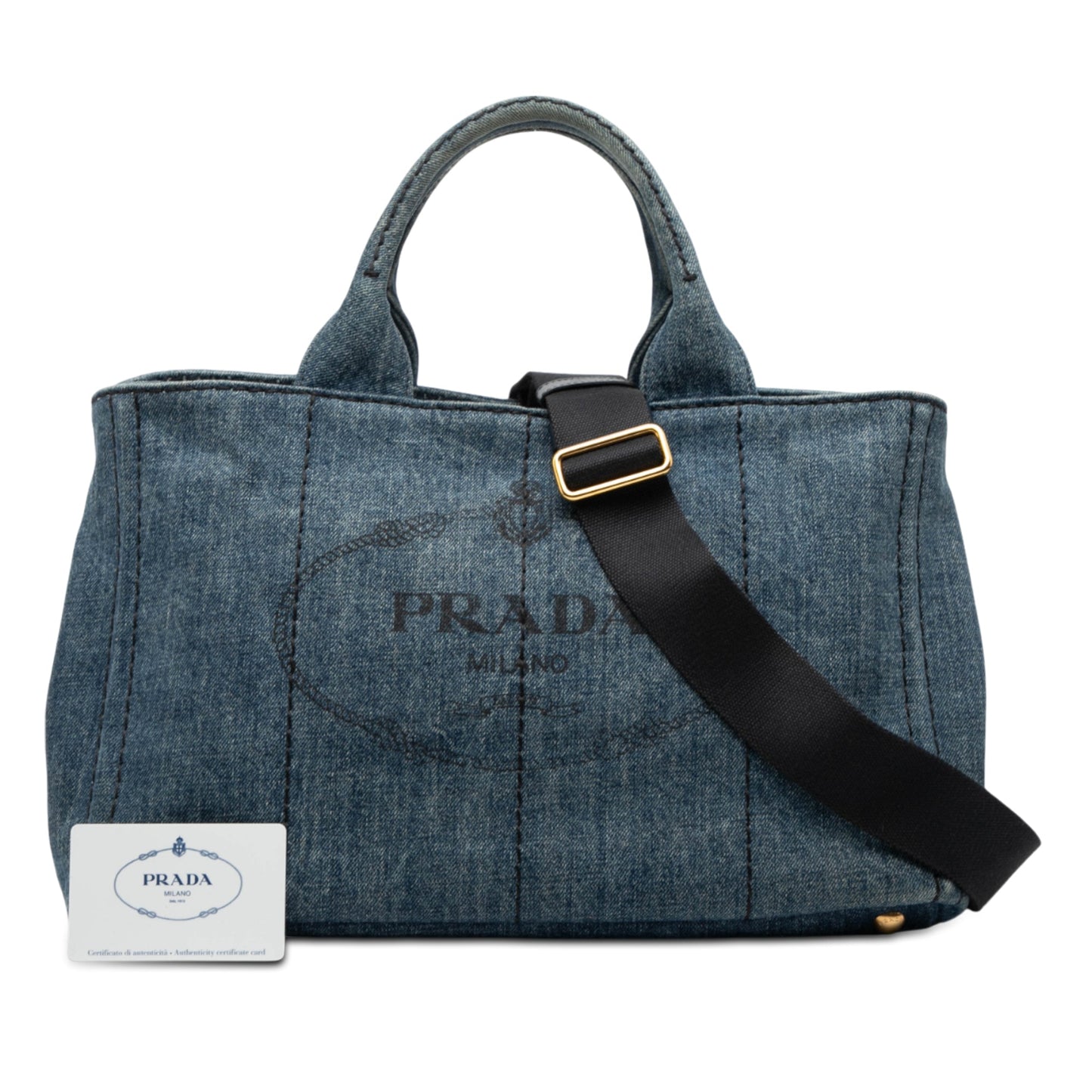 Prada Denim Canapa Logo Satchel