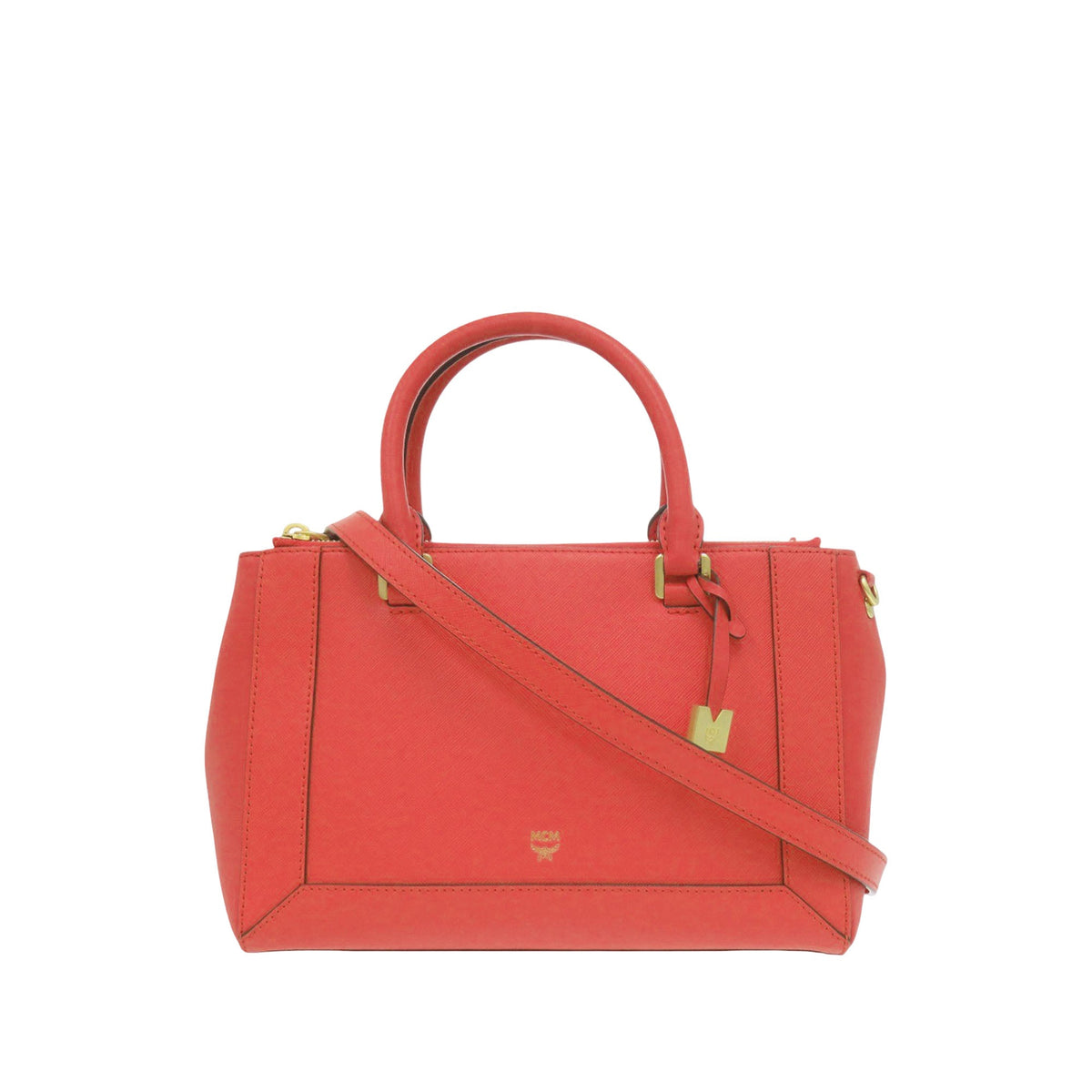 MCM Leather Satchel — Red