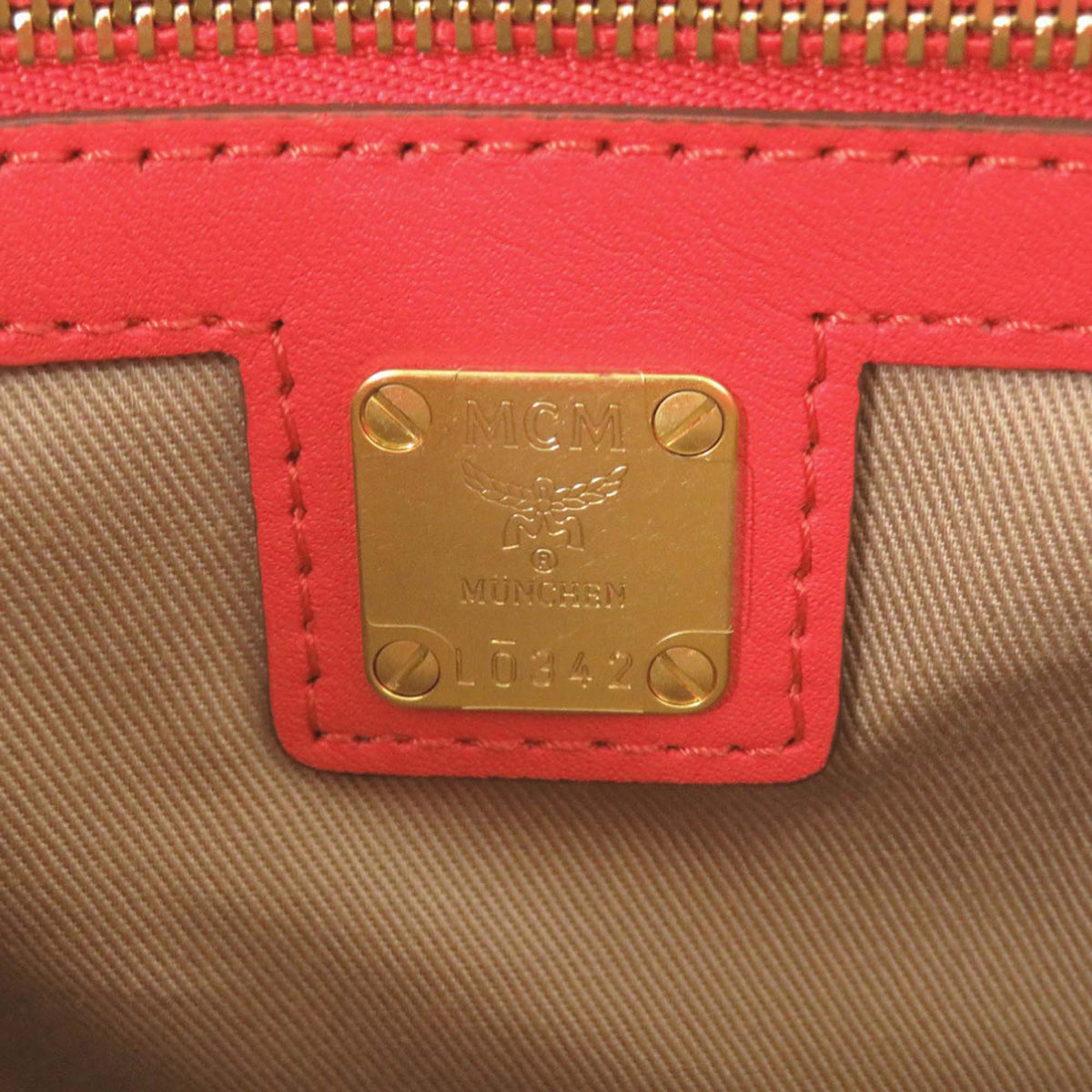 MCM Leather Satchel — Red