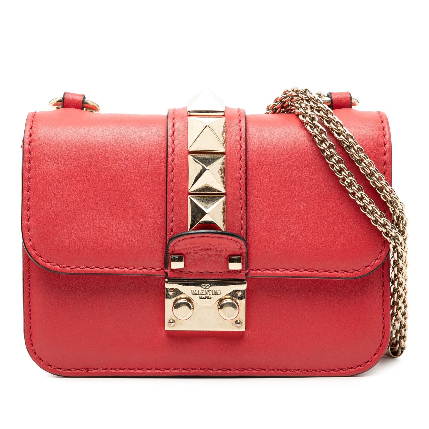 Valentino Mini Leather Rockstud Glam Lock Crossbody