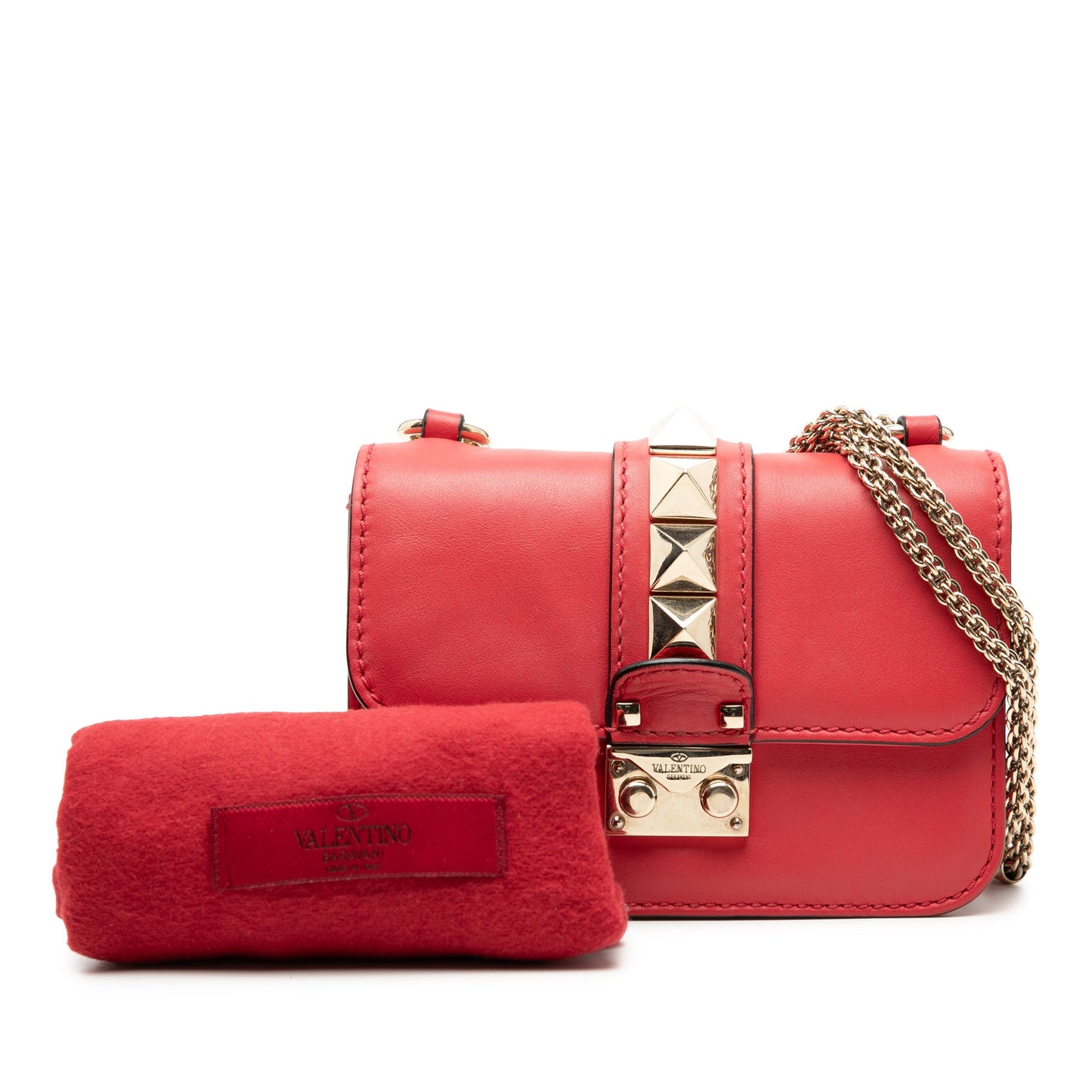 Valentino Mini Leather Rockstud Glam Lock Crossbody
