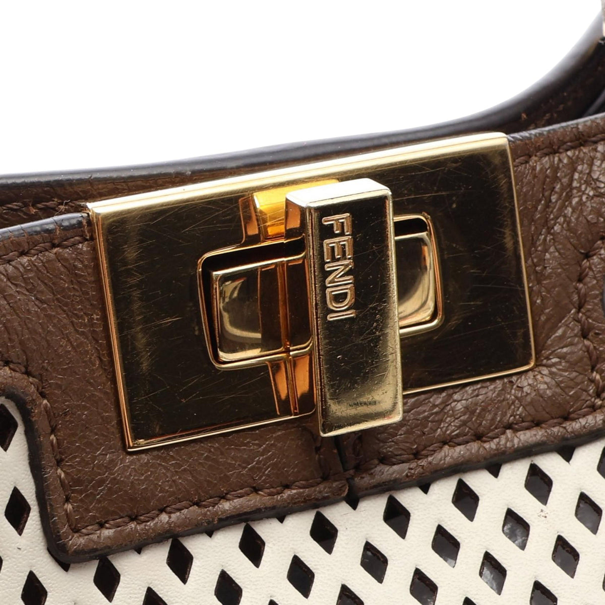 Fendi Medium Perforated Leather Peekaboo X Lite Satchel