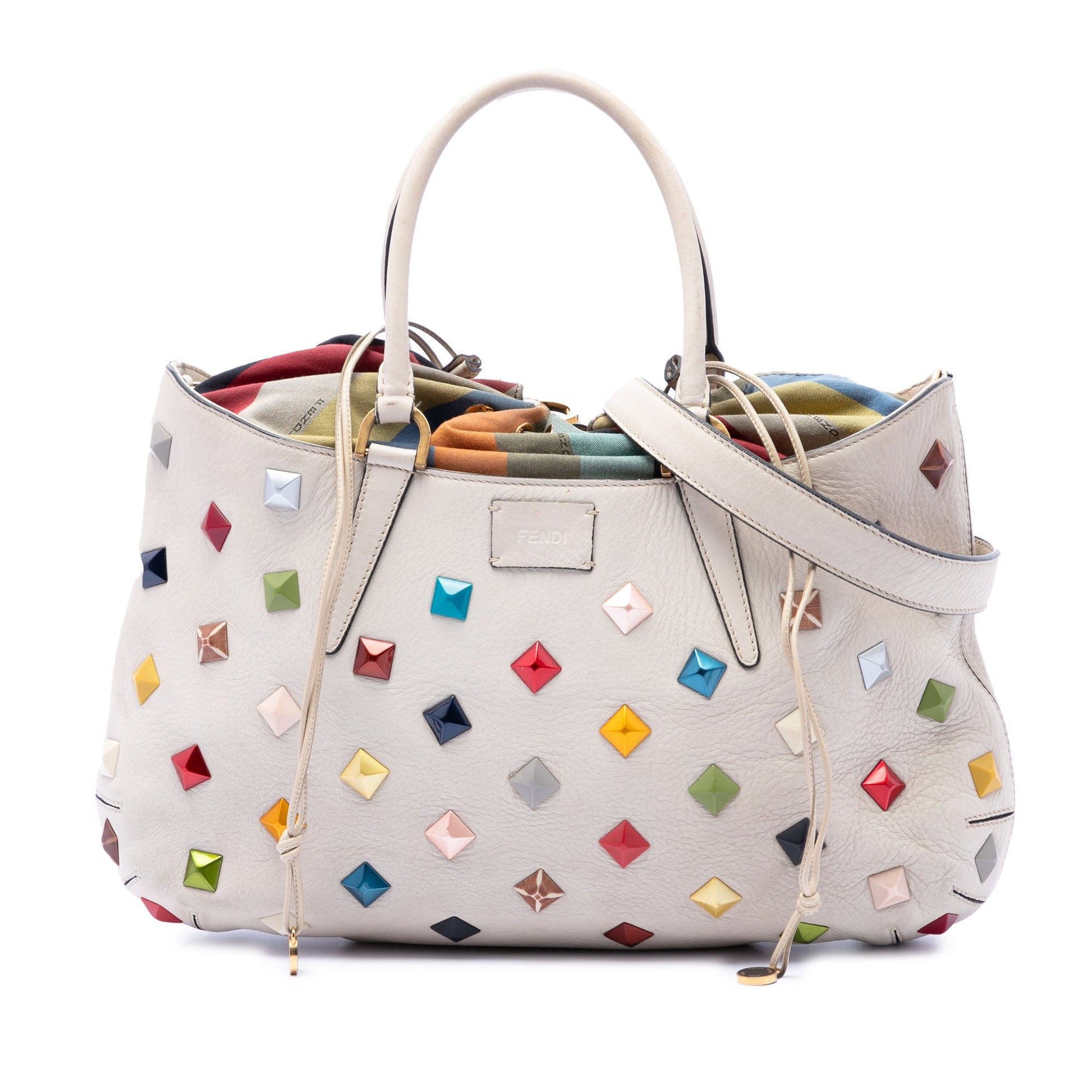 Fendi Medium Studded Milk Calfskin B Fab Satchel