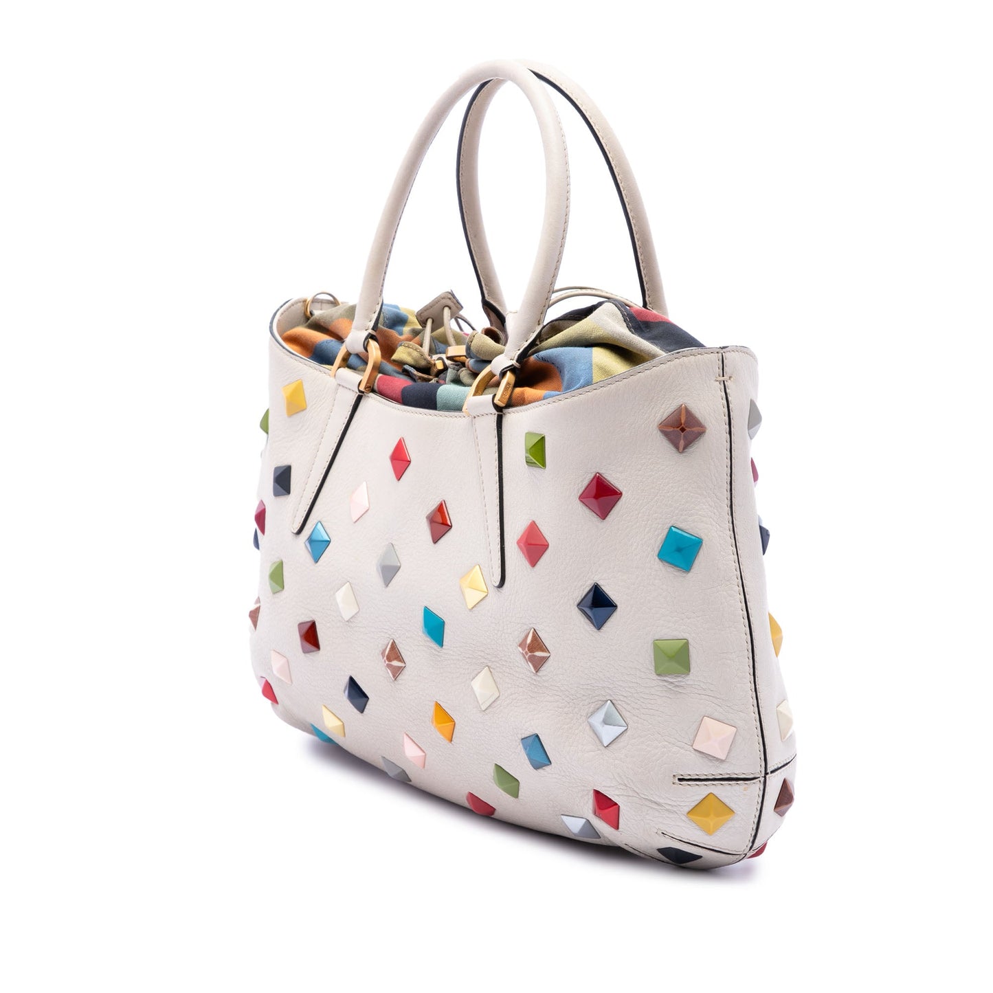 Fendi Medium Studded Milk Calfskin B Fab Satchel