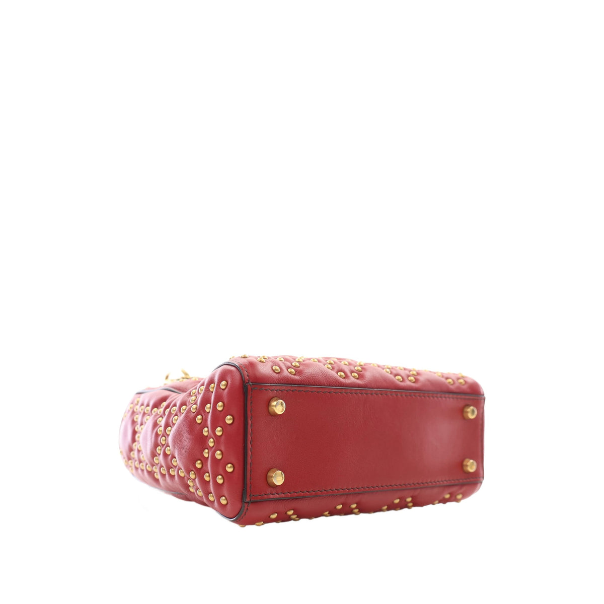 Dior Mini Lambskin Cannage Studded Supple Lady Dior — Red
