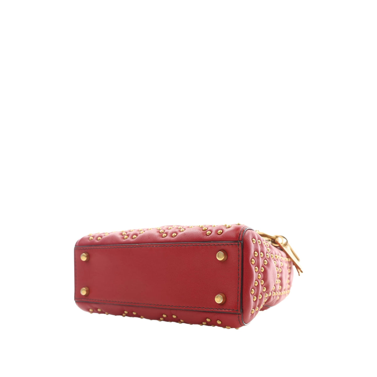 Dior Mini Lambskin Cannage Studded Supple Lady Dior — Red