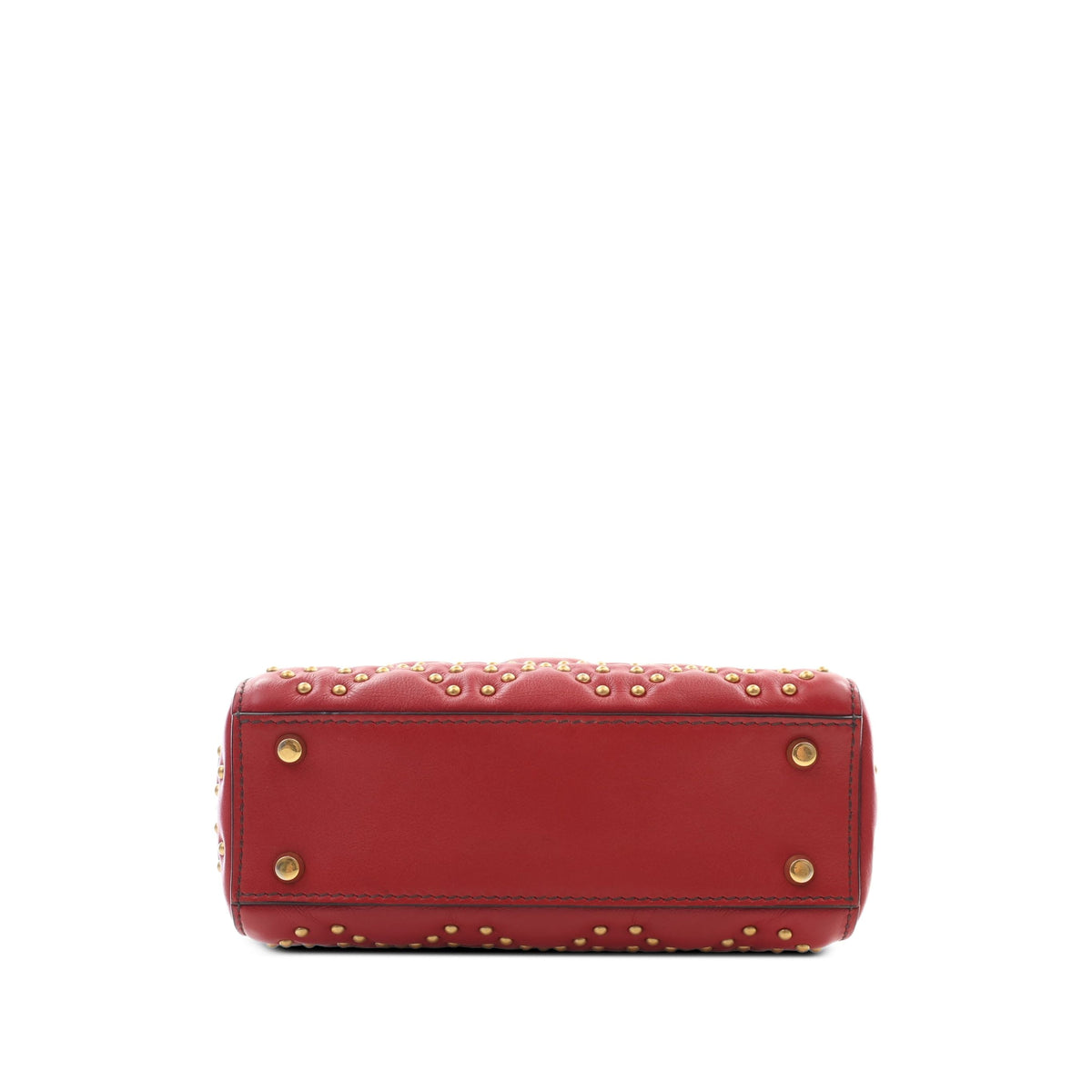 Dior Mini Lambskin Cannage Studded Supple Lady Dior — Red