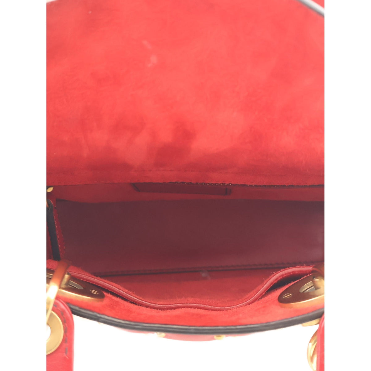 Dior Mini Lambskin Cannage Studded Supple Lady Dior — Red