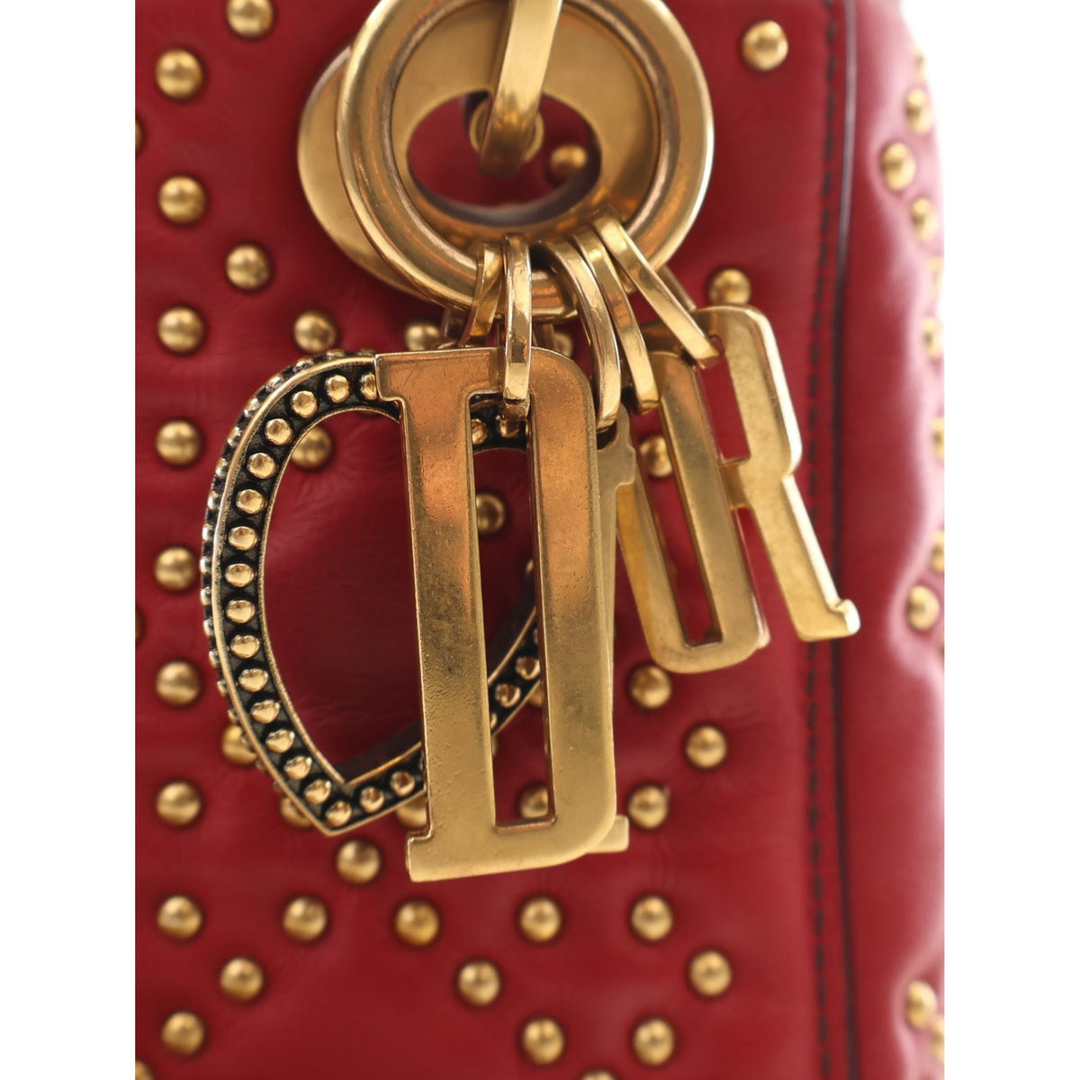 Dior Mini Lambskin Cannage Studded Supple Lady Dior — Red