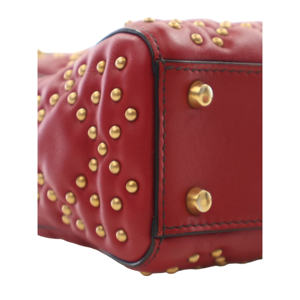 Dior Mini Lambskin Cannage Studded Supple Lady Dior — Red