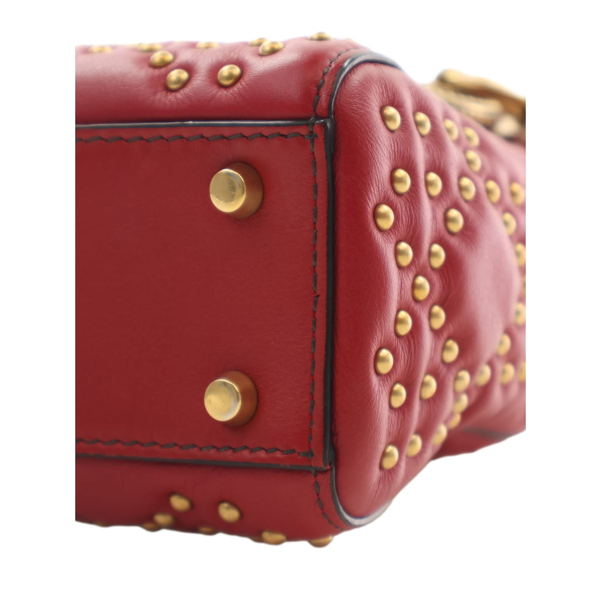 Dior Mini Lambskin Cannage Studded Supple Lady Dior — Red