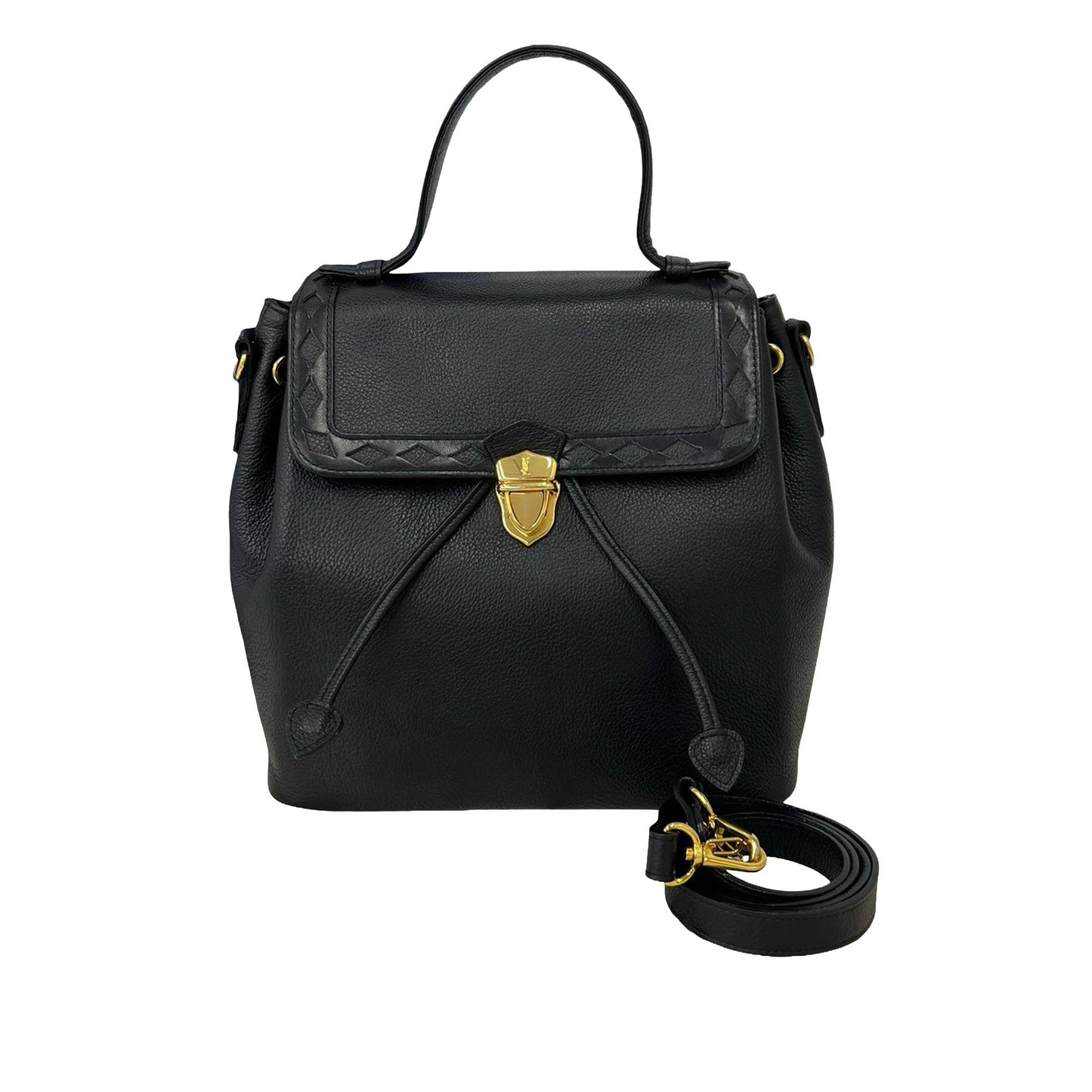 Saint Laurent Pebbled Leather Cut Out Satchel