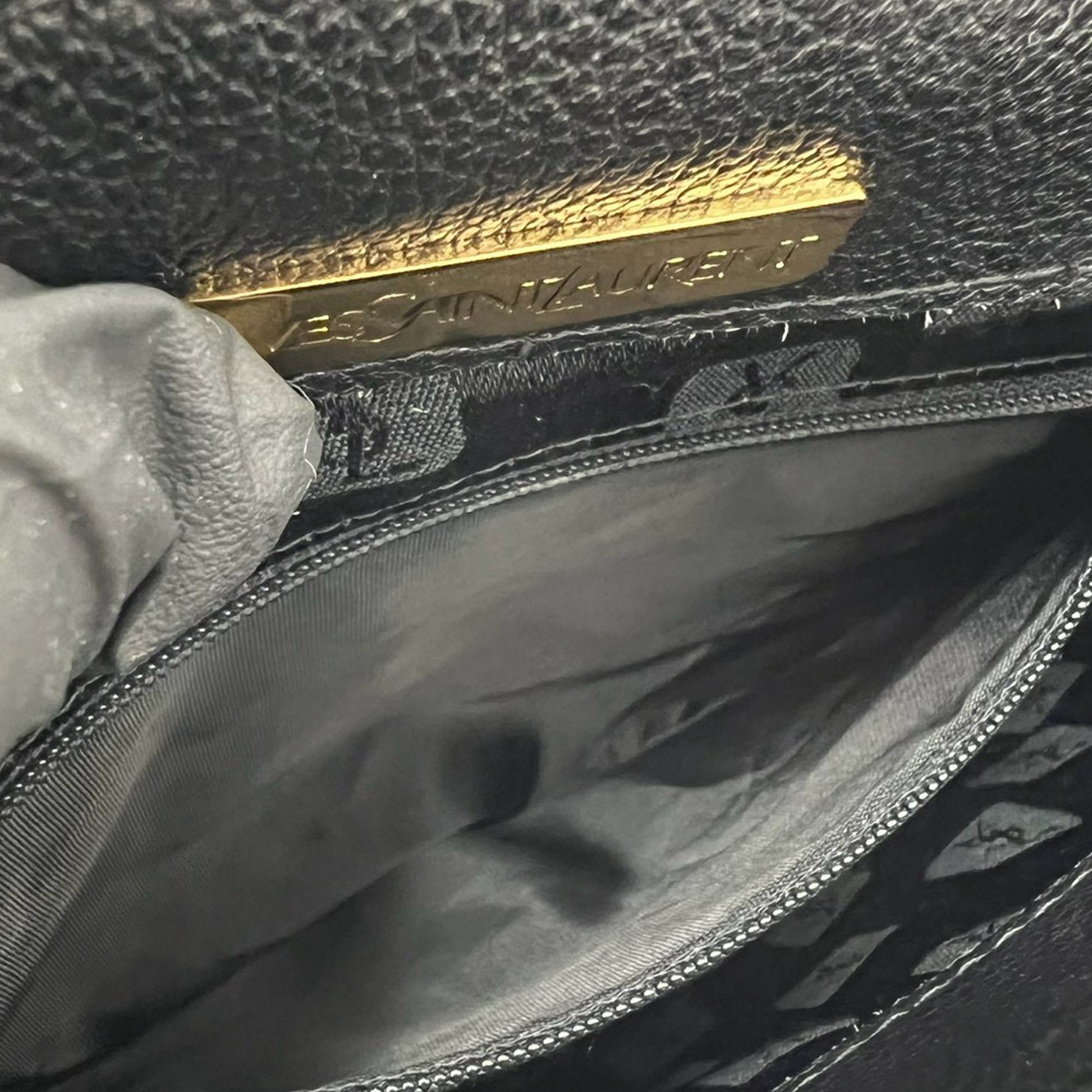 Saint Laurent Pebbled Leather Cut Out Satchel