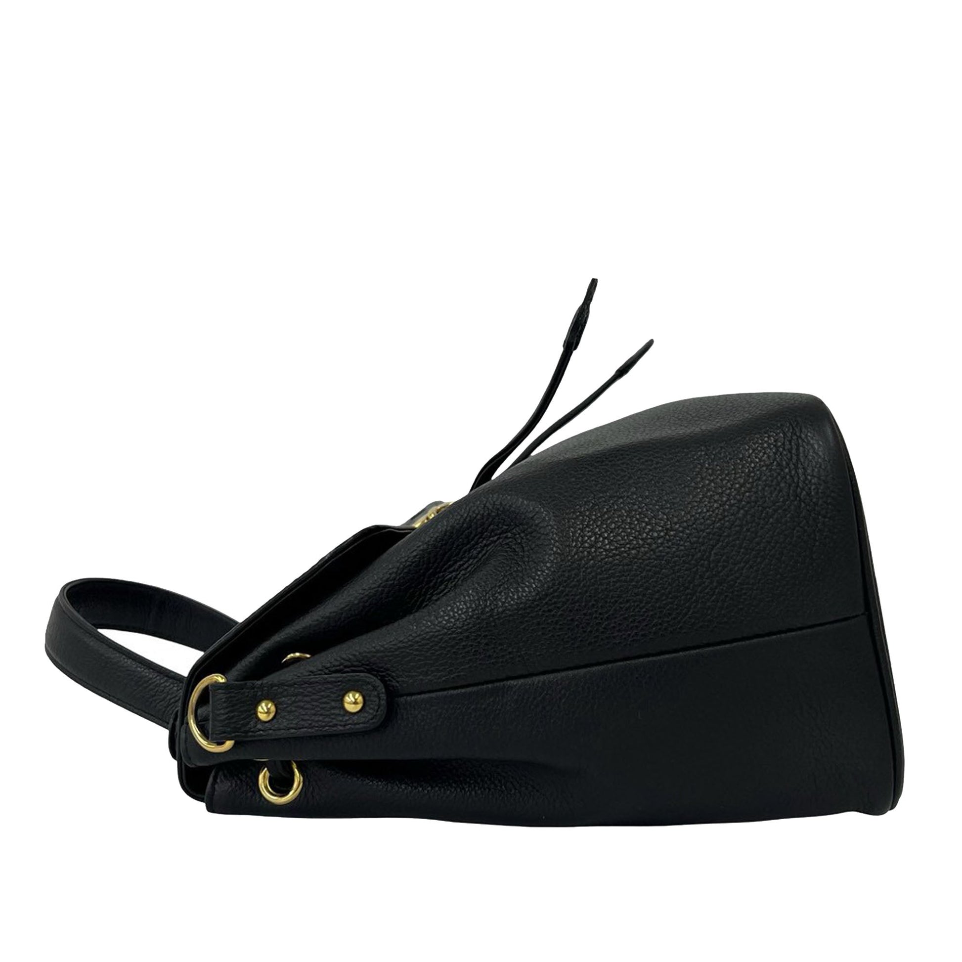 Saint Laurent Pebbled Leather Cut Out Satchel