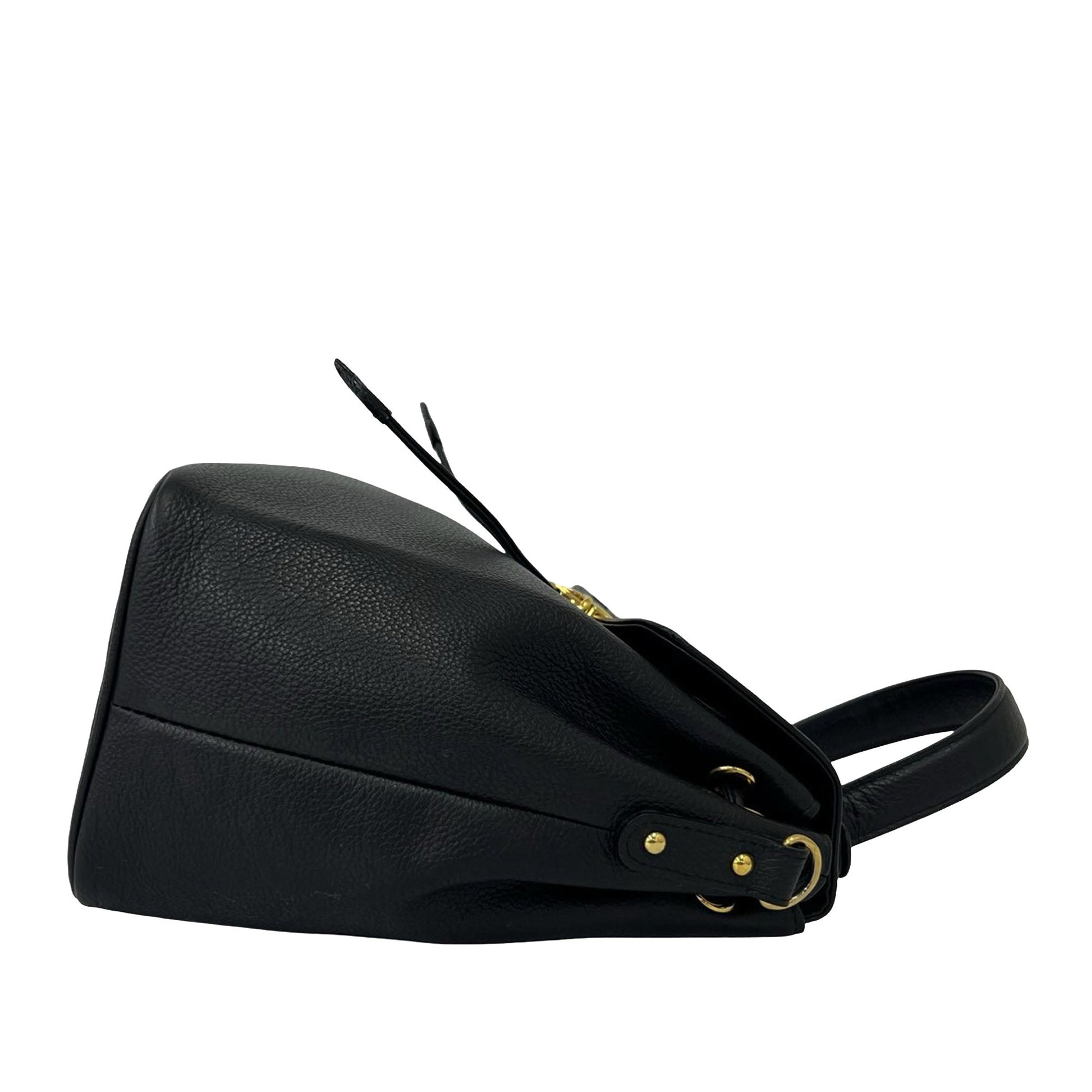 Saint Laurent Pebbled Leather Cut Out Satchel