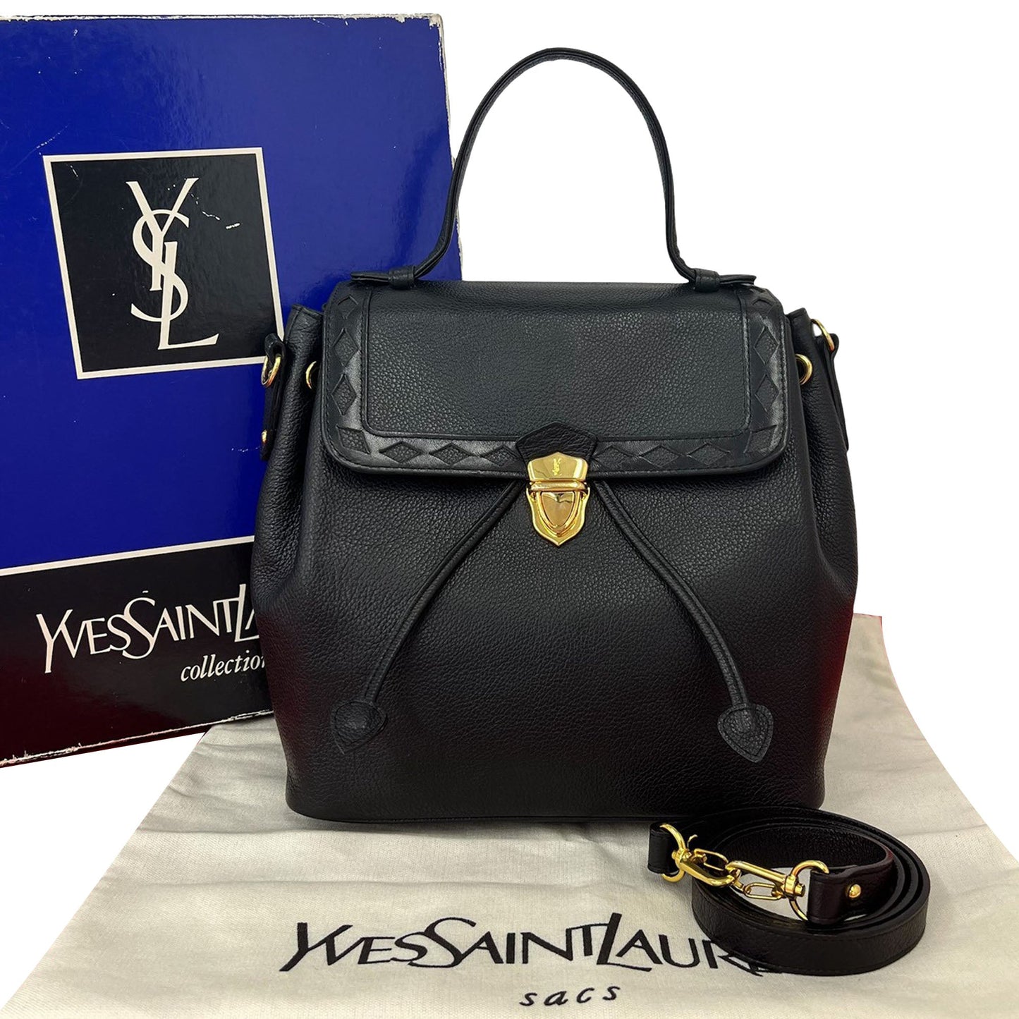Saint Laurent Pebbled Leather Cut Out Satchel