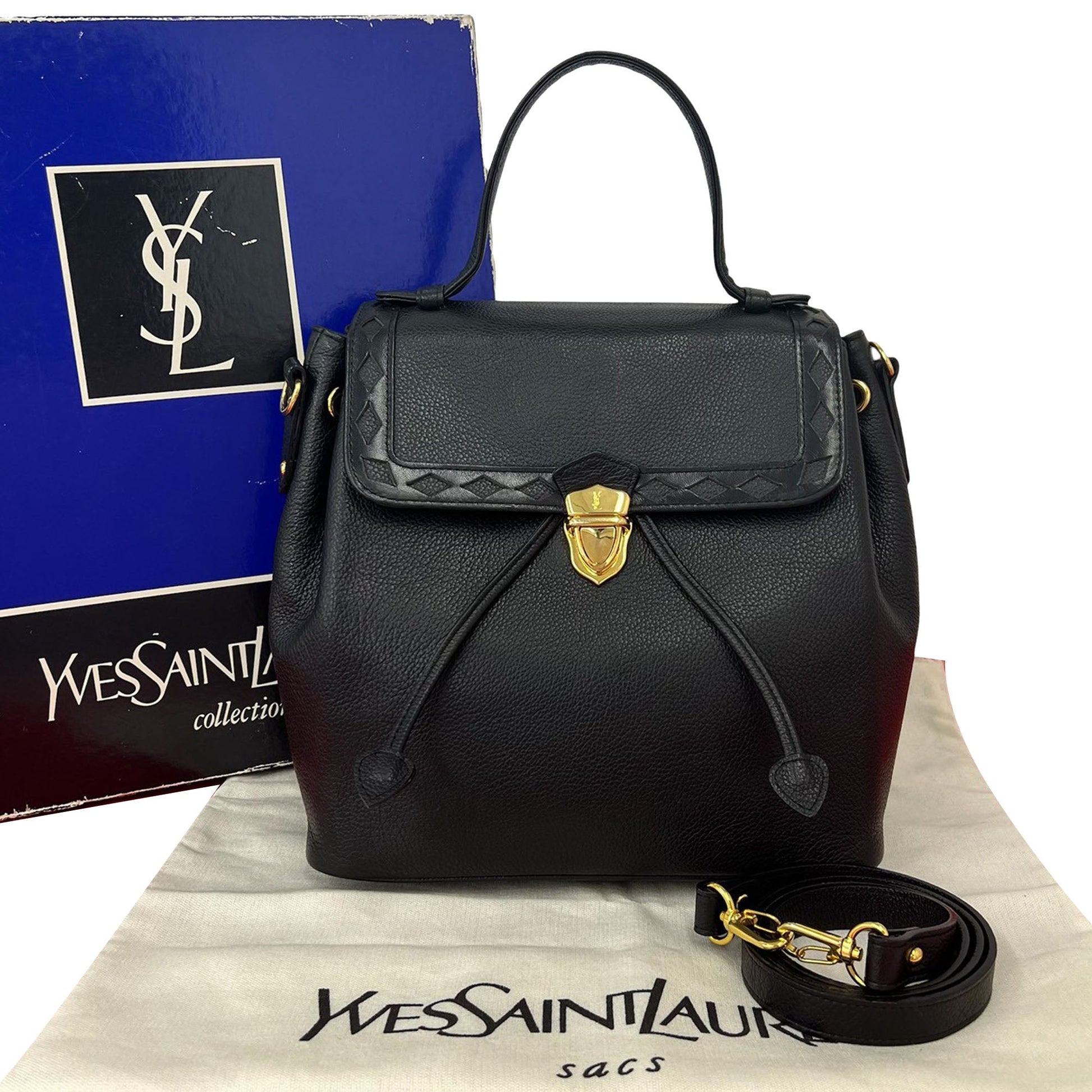 Saint Laurent Pebbled Leather Cut Out Satchel