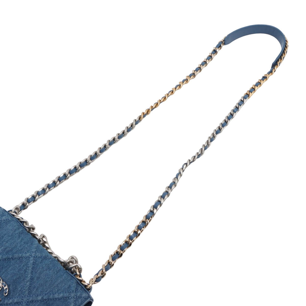 Chanel Denim 19 Flap Wallet On Chain — Blue