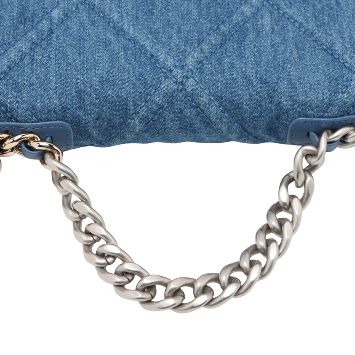 Chanel Denim 19 Flap Wallet On Chain — Blue