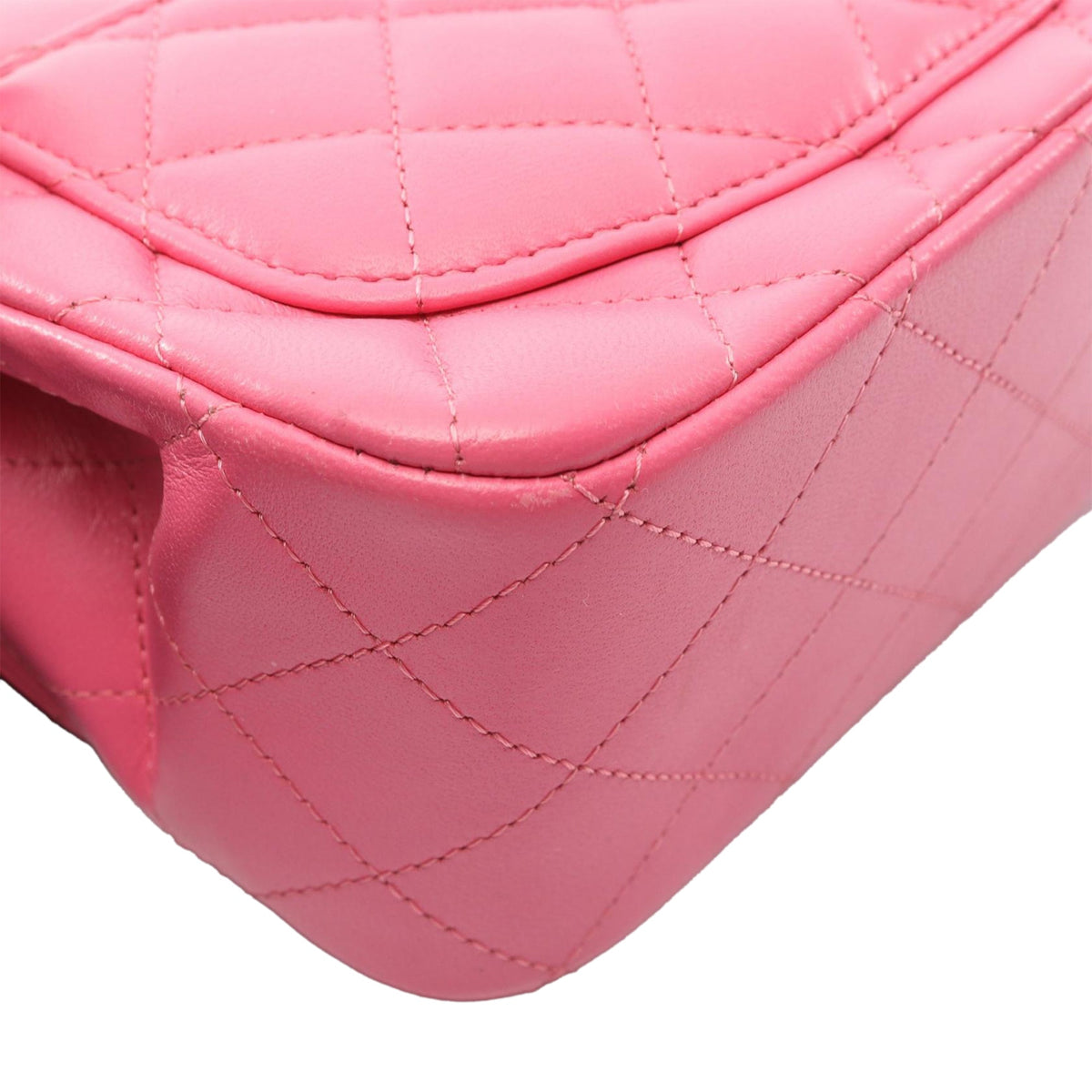 Chanel Mini Square Classic Lambskin Single Flap — Pink