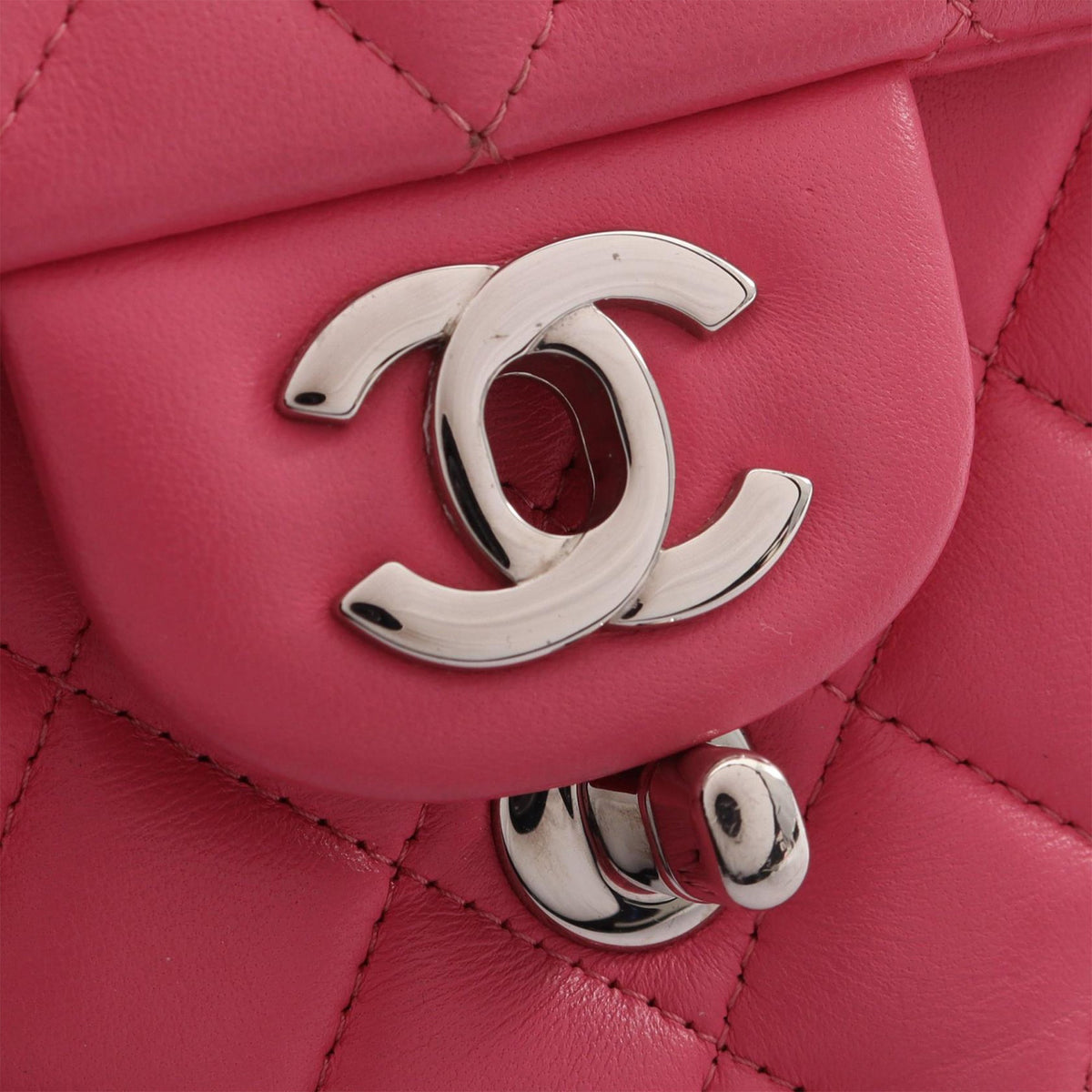 Chanel Mini Square Classic Lambskin Single Flap — Pink