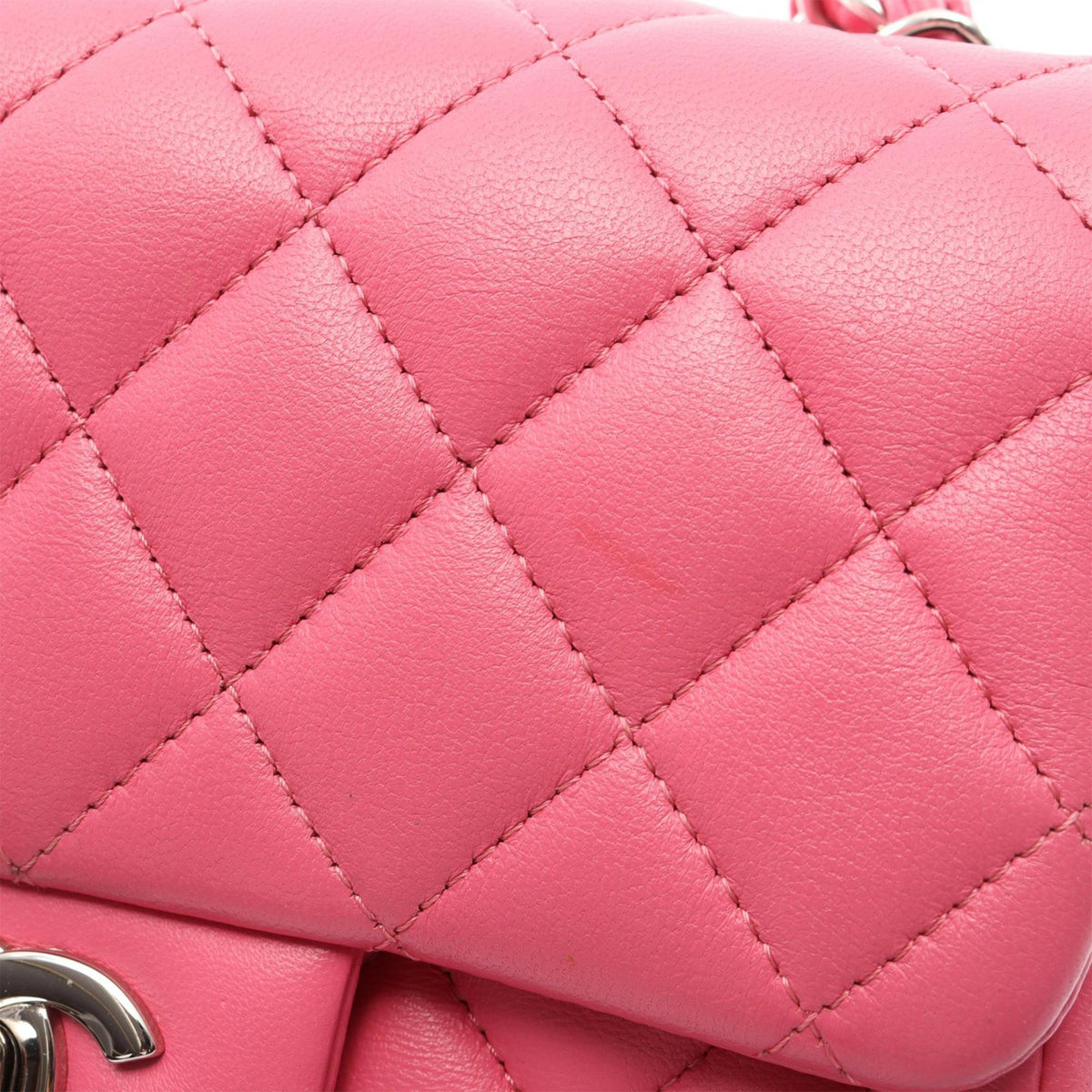 Chanel Mini Square Classic Lambskin Single Flap — Pink