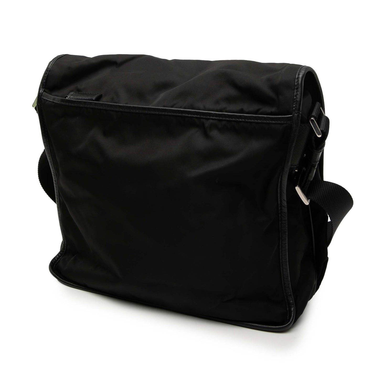Prada Saffiano Trimmed Tessuto Buckle Messenger Bag
