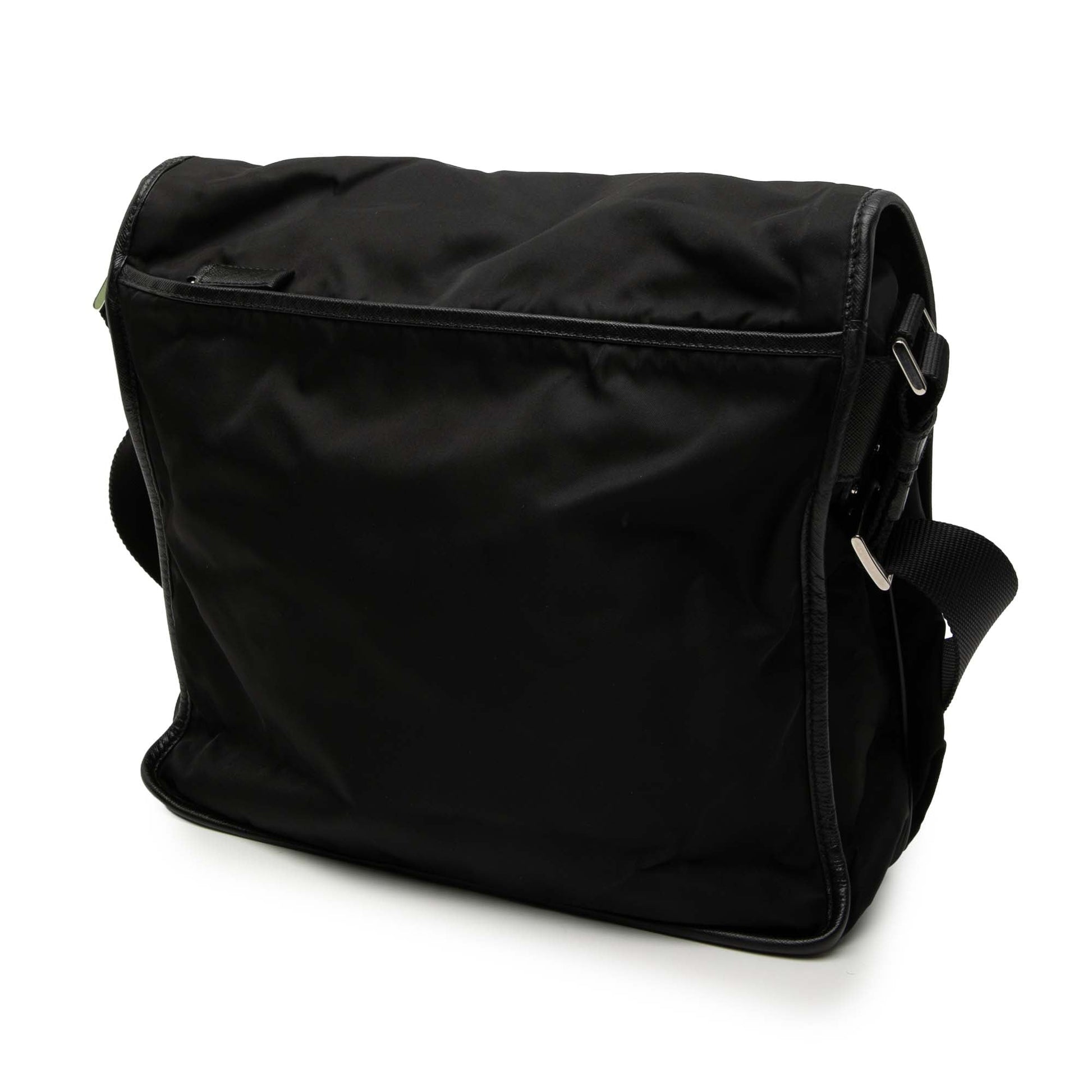 Prada Saffiano Trimmed Tessuto Buckle Messenger Bag