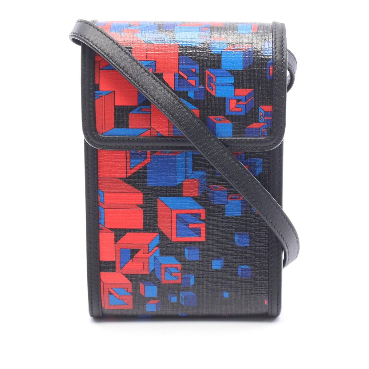 Gucci Square G Space Coated Canvas Phone Holder — Black