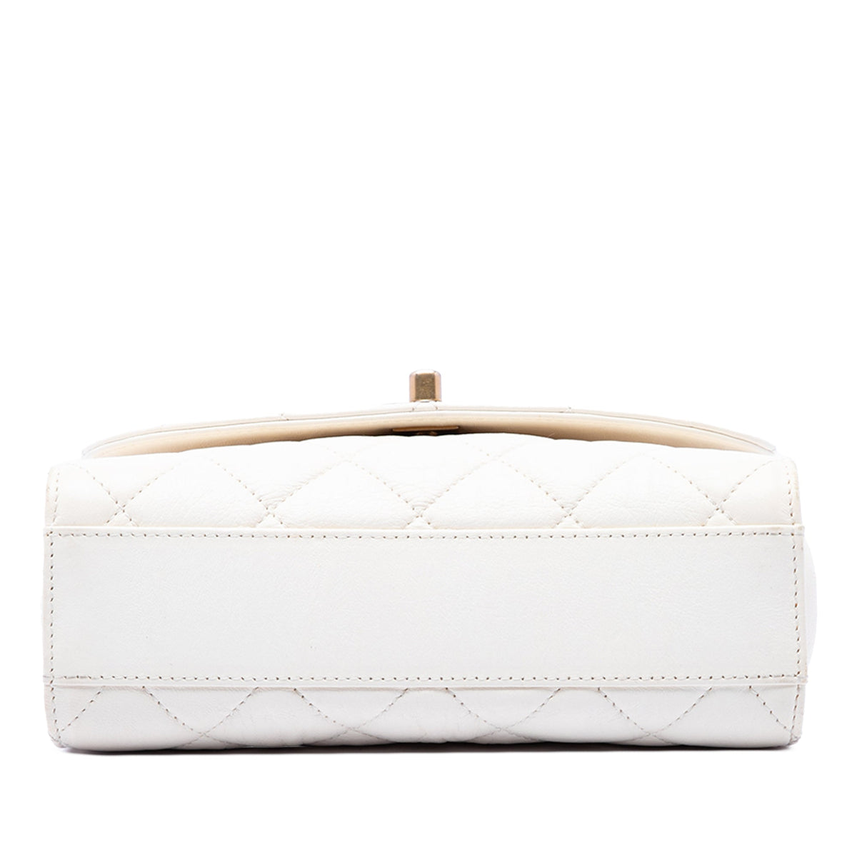 Chanel Mini Quilted Crumpled Lambskin CC Links Top Handle Flap — White