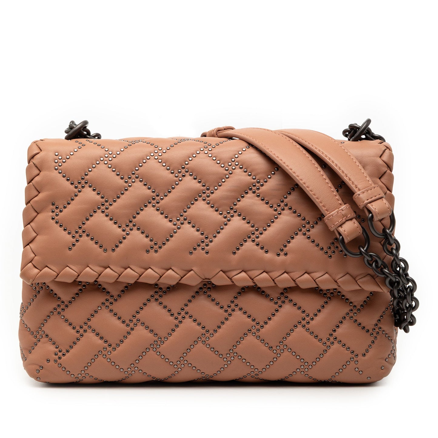 Bottega Veneta Small Nappa Intrecciato Studded Olimpia Shoulder Bag