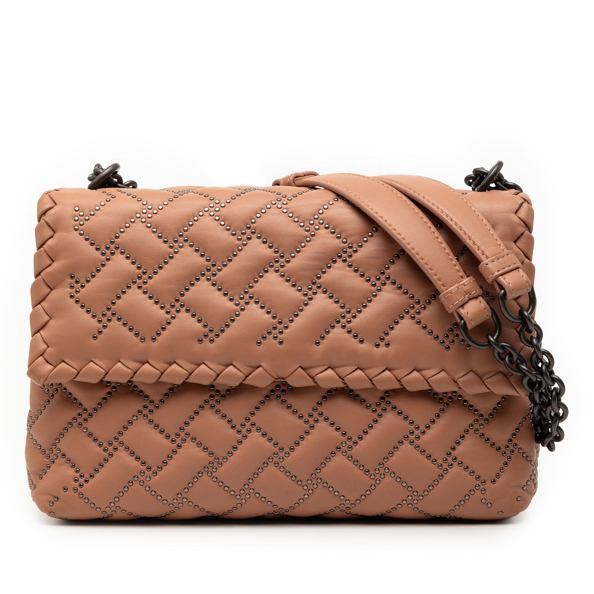 Bottega Veneta Small Nappa Intrecciato Studded Olimpia Shoulder Bag