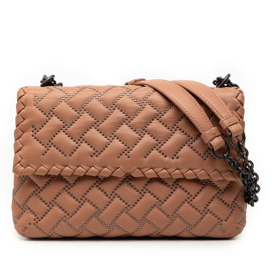 Bottega Veneta Small Nappa Intrecciato Studded Olimpia Shoulder Bag