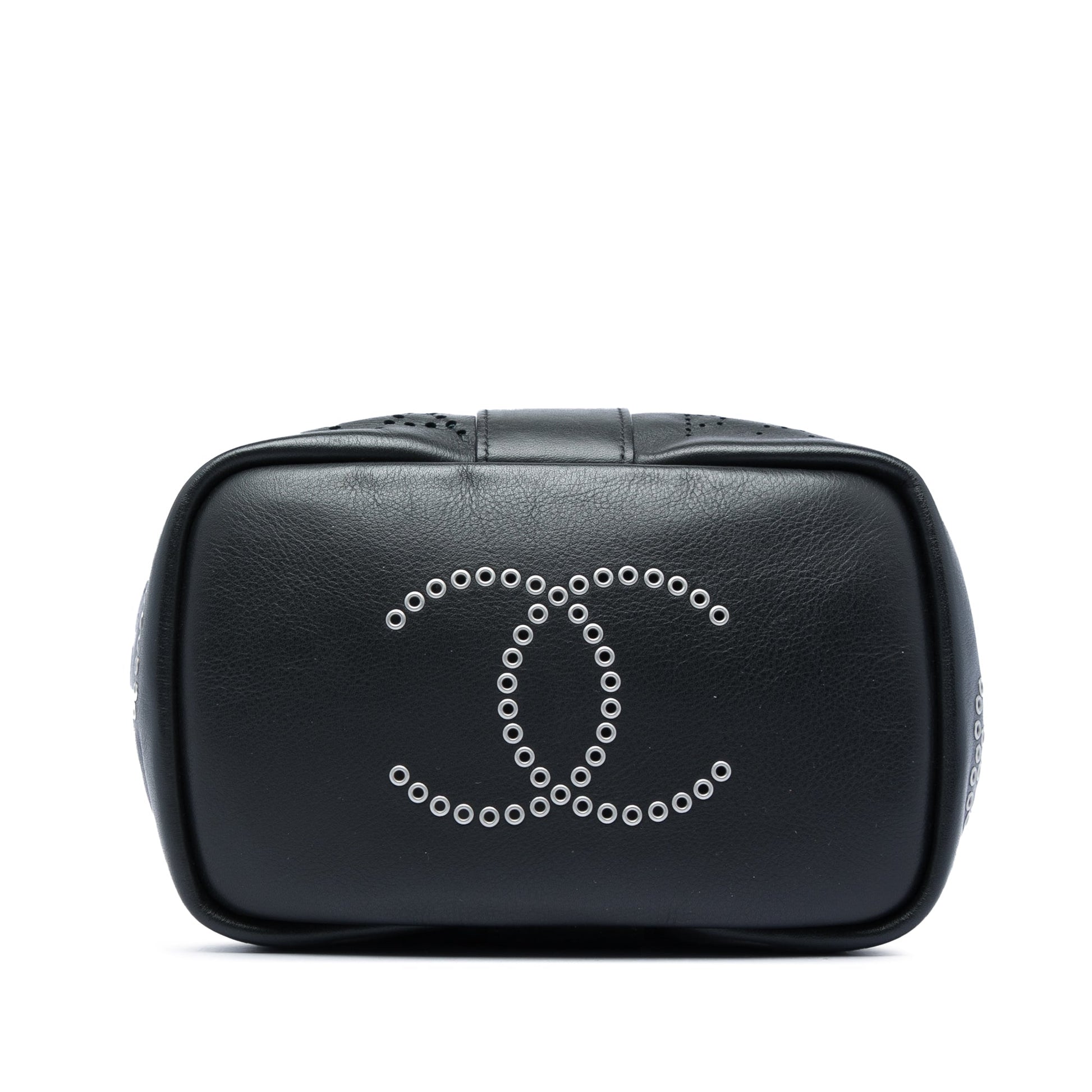 Chanel Small Perforated Calfskin Logo Eyelet Bucket Bag