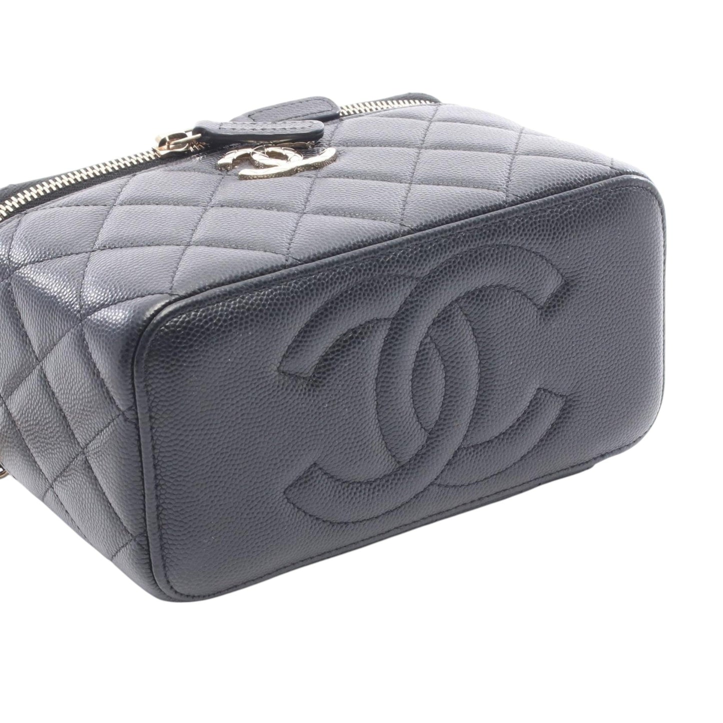 Chanel CC Caviar Top Handle Vanity Case with Chain