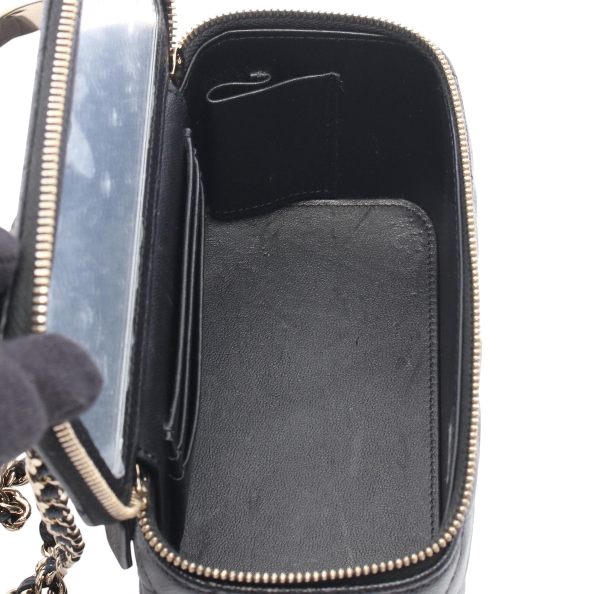 Chanel CC Caviar Top Handle Vanity Case with Chain