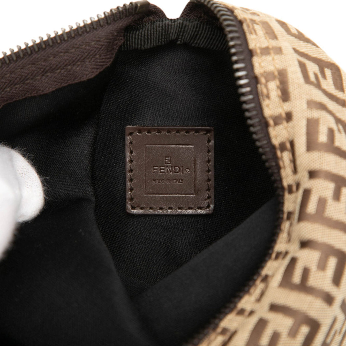 Fendi Zucchino Canvas Barrel Pochette