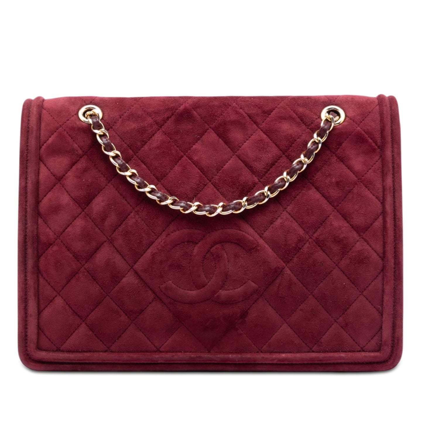 Chanel CC Quilted Suede Diamond Full Flap