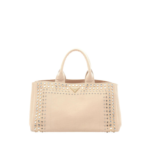 Prada Large Canvas Canapa Bijoux Satchel — Beige