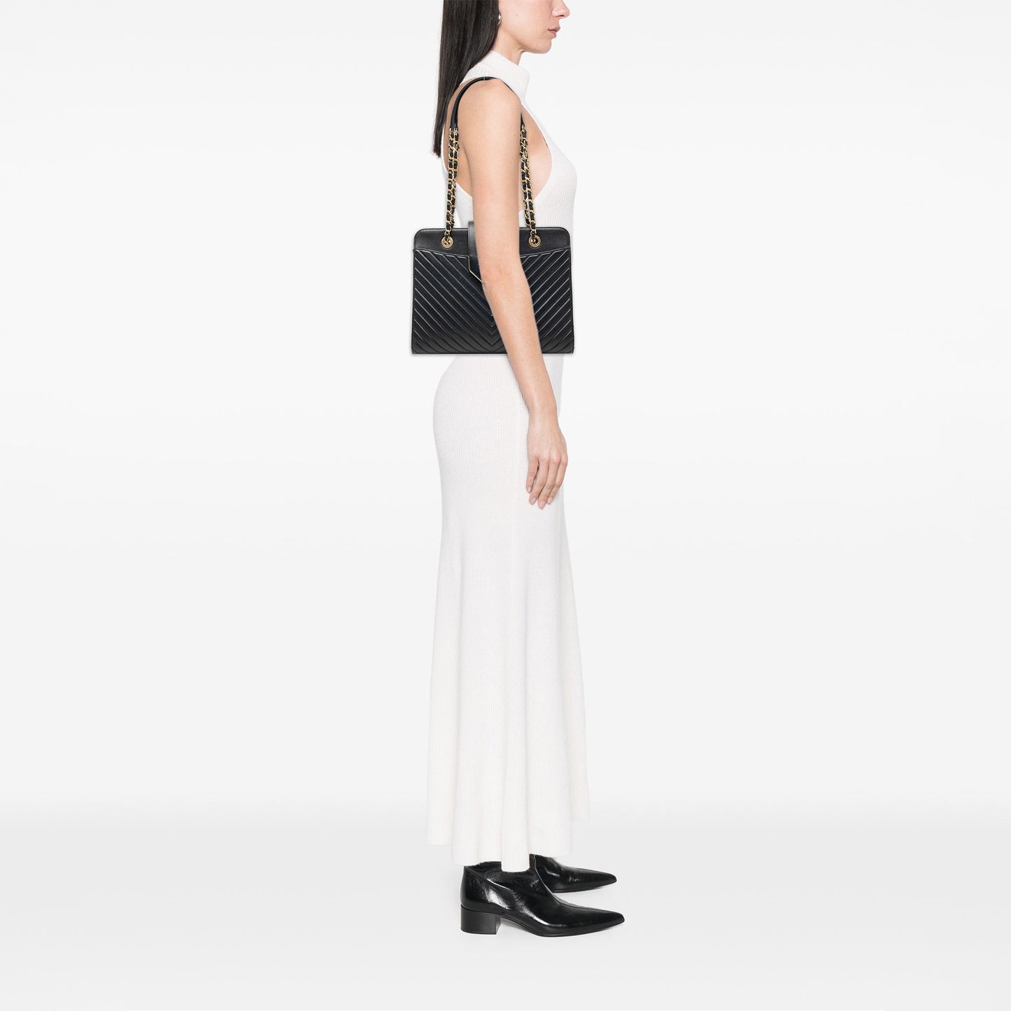 Chevron Calfskin Collar and Tie Tote