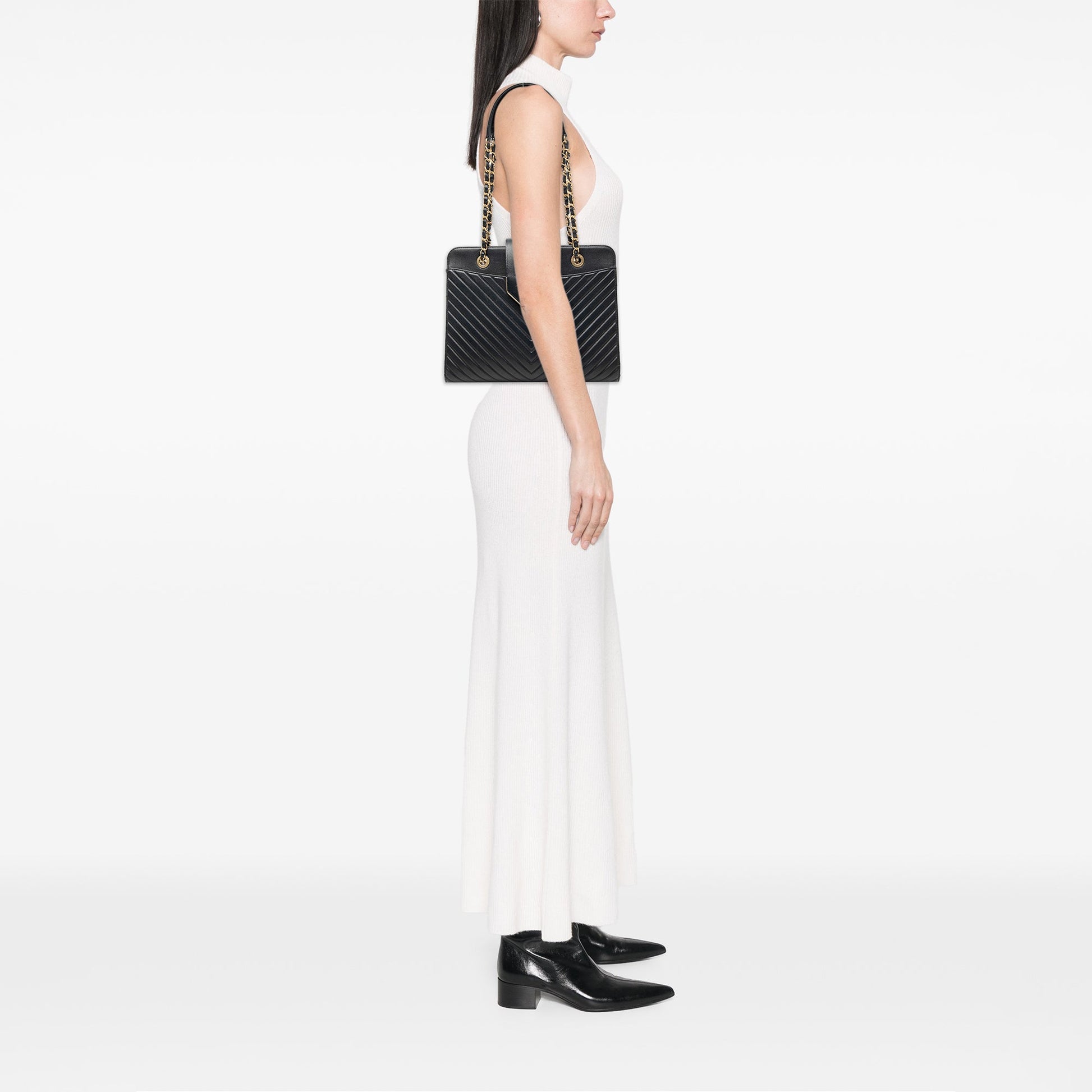 Chevron Calfskin Collar and Tie Tote