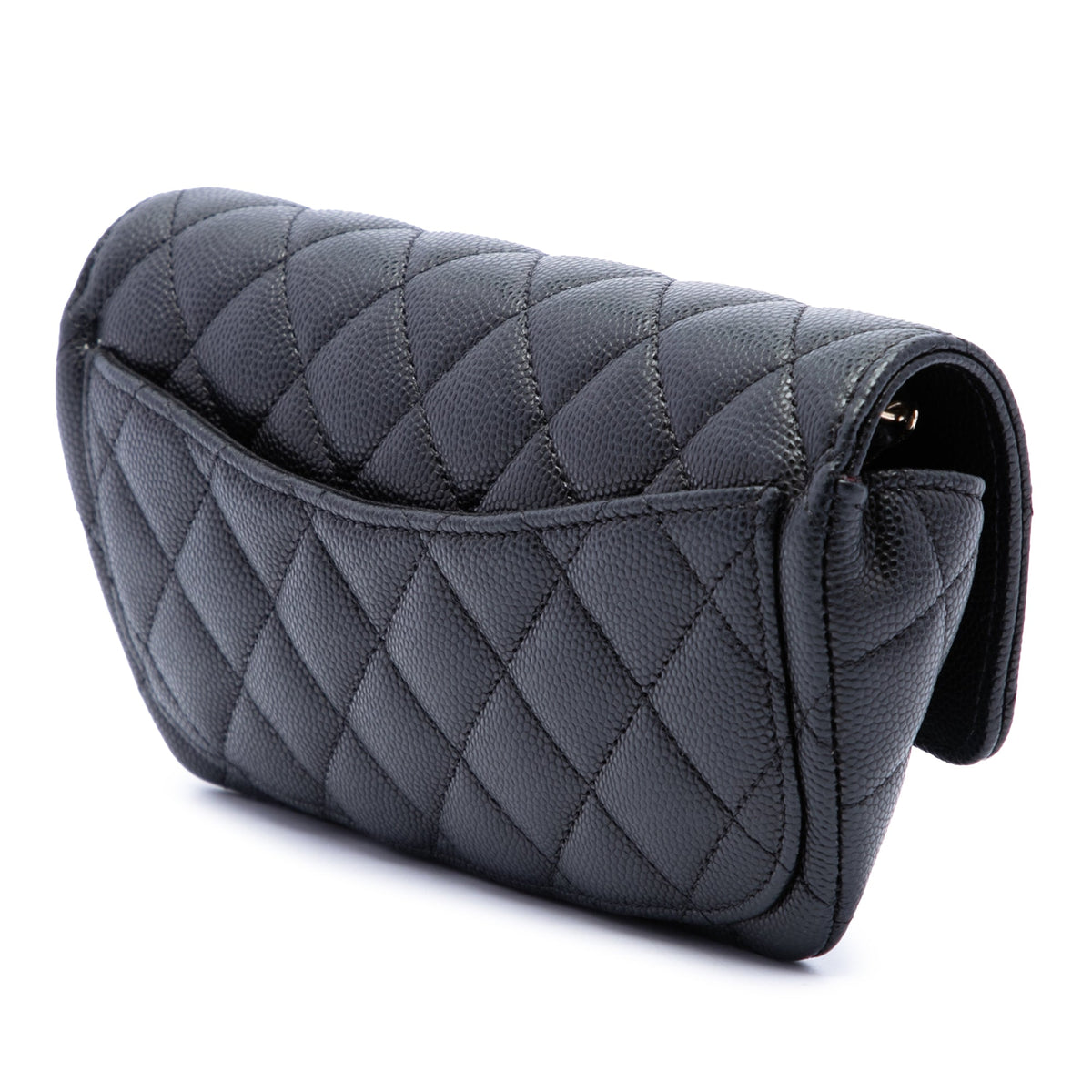 Chanel CC Quilted Caviar Sunglasses Case with Chain — Black