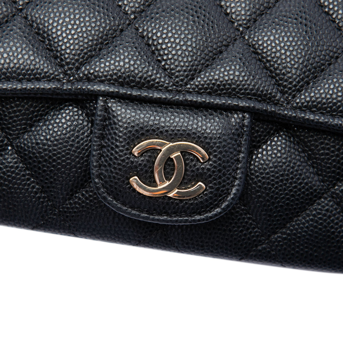 Chanel CC Quilted Caviar Sunglasses Case with Chain — Black