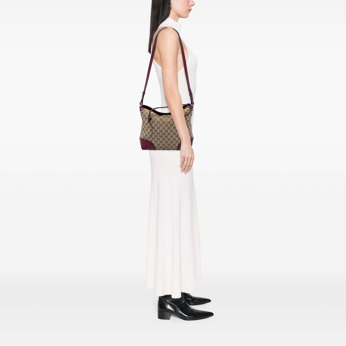 Gucci Medium GG Canvas Bree Fold Over Tote — Beige