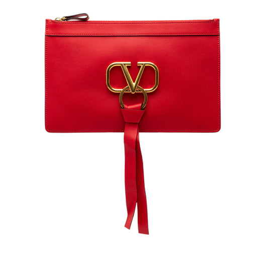Valentino Leather VRing Clutch